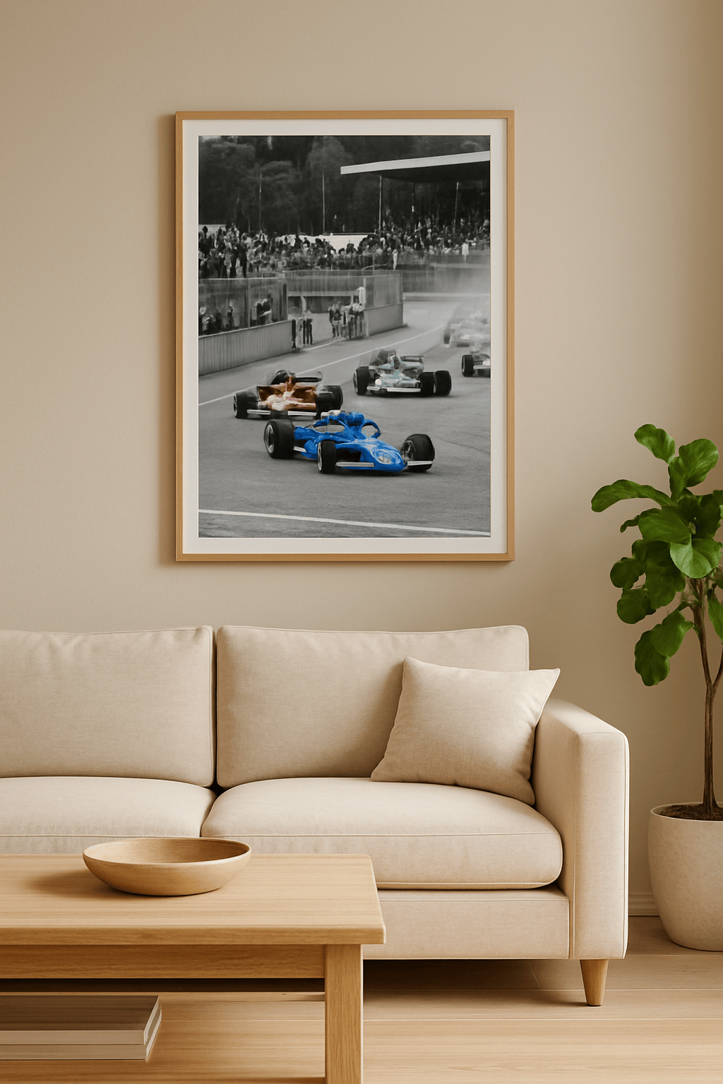 Blauw Voorop Schilderij — sfeerbeeld in interieur