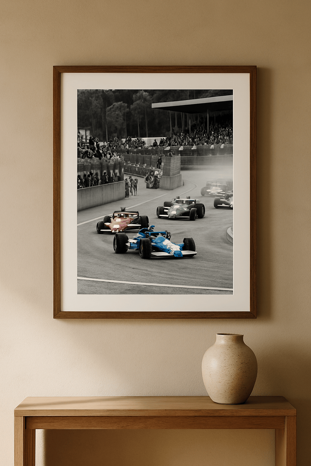 Blauw Voorop Schilderij — sfeerbeeld in interieur