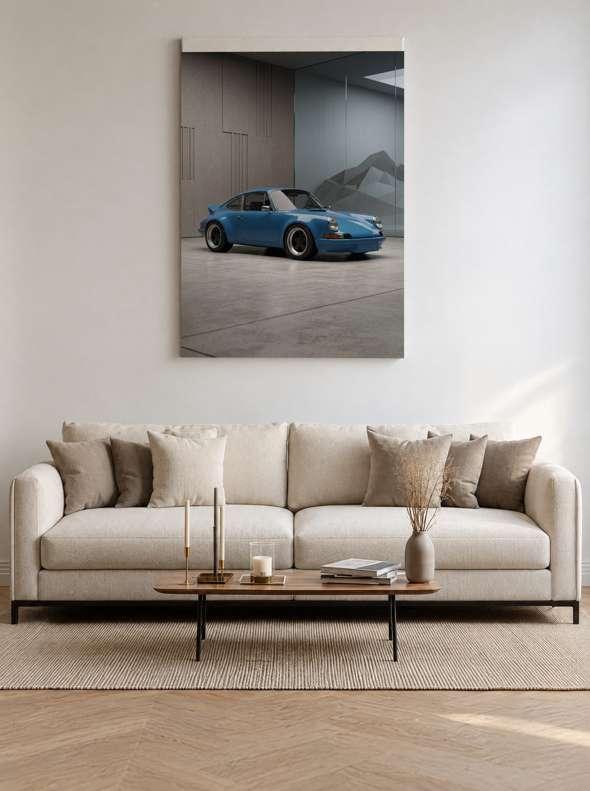 Blauwe Bocht van Monaco als canvas zonder lijst aan de muur