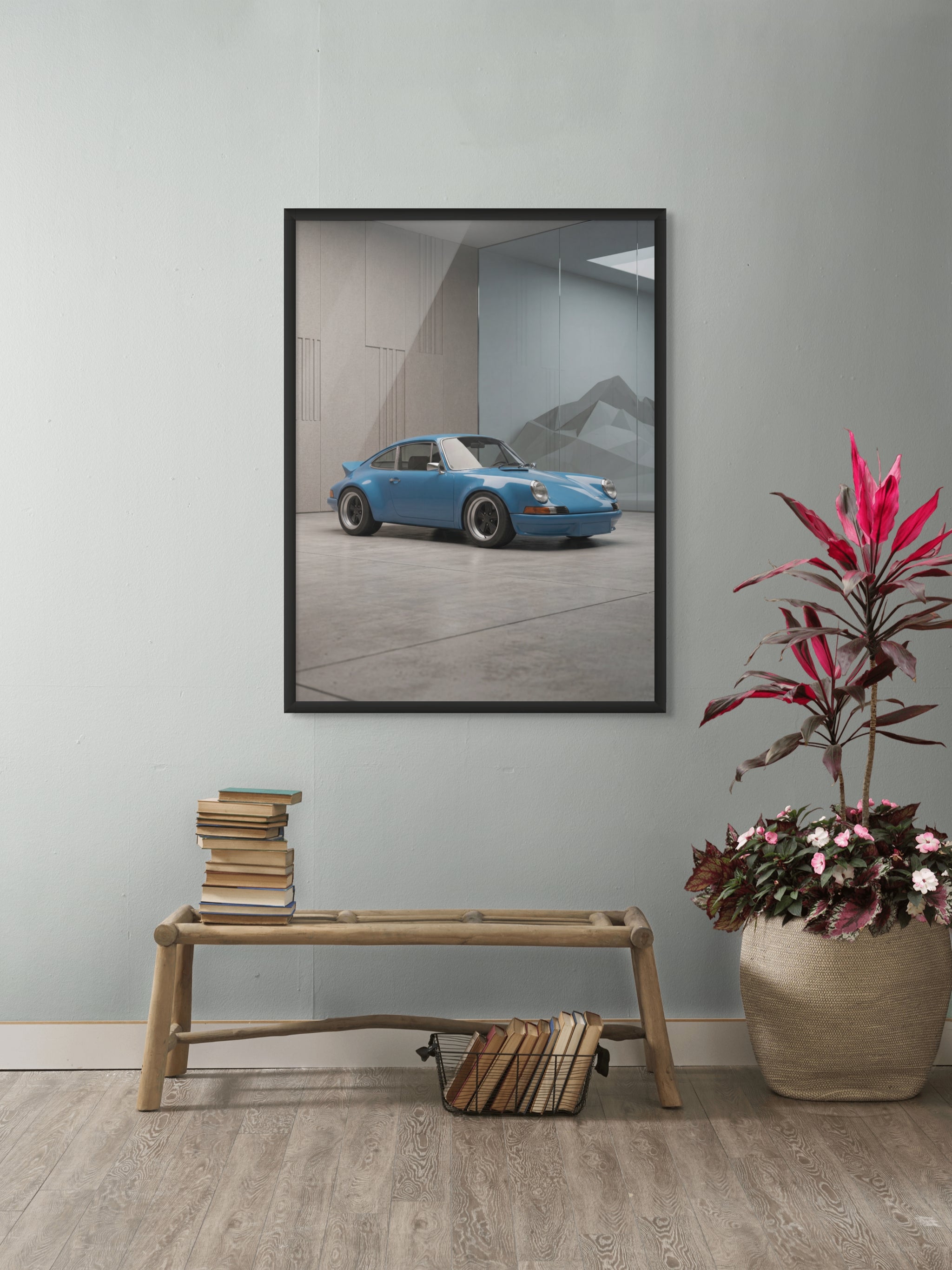 Blauwe Bocht van Monaco Wanddecoratie – Luxe Kustlandschap Canvas Print