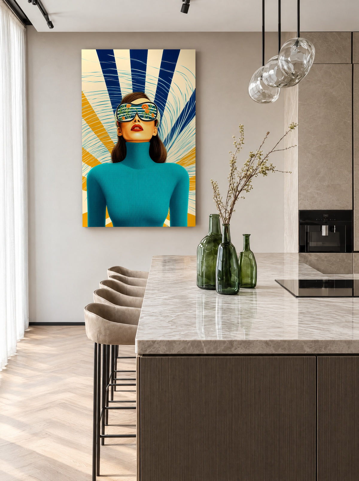 Blik op Vakantiestand als canvas zonder lijst aan de muur