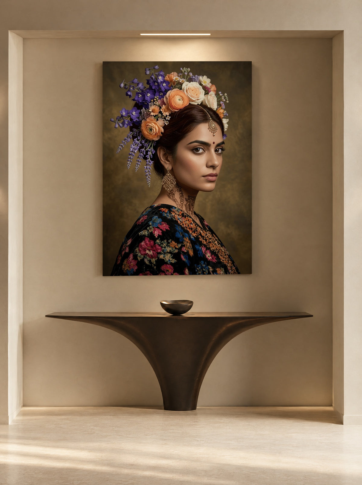 Bloemenkoningin Zara als canvas zonder lijst aan de muur