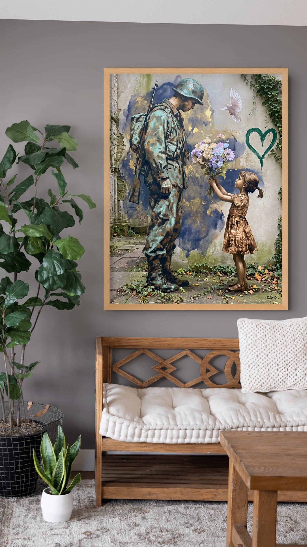 Bloemen tegen het Front Schilderij