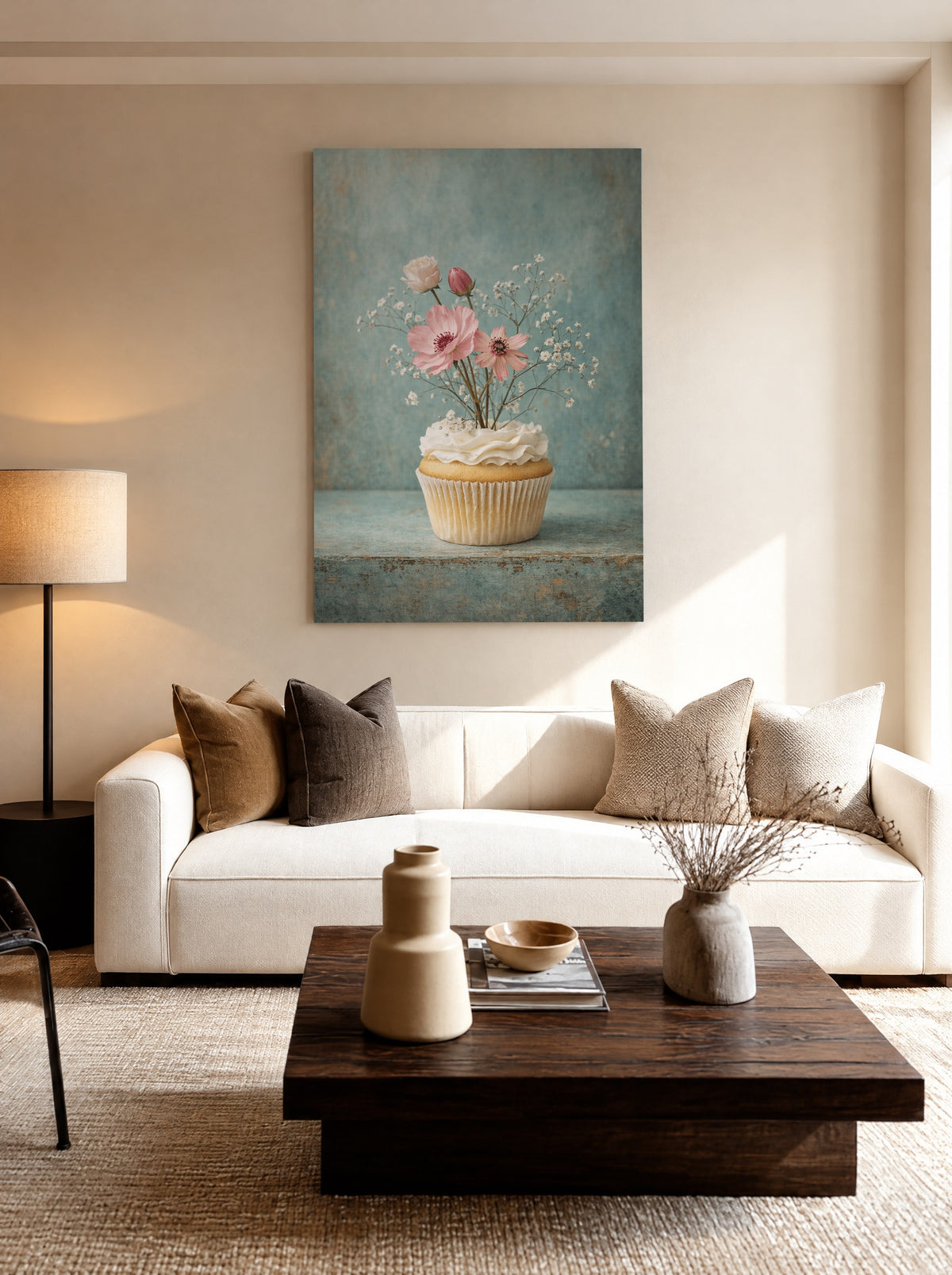 Bloesem Gebakje als canvas zonder lijst aan de muur