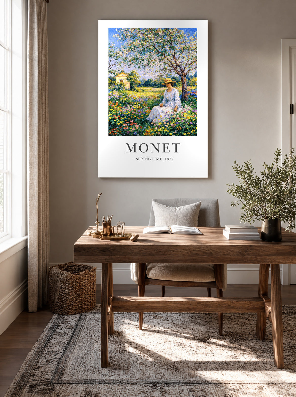 Bloesemdroom in de Zon als canvas zonder lijst aan de muur