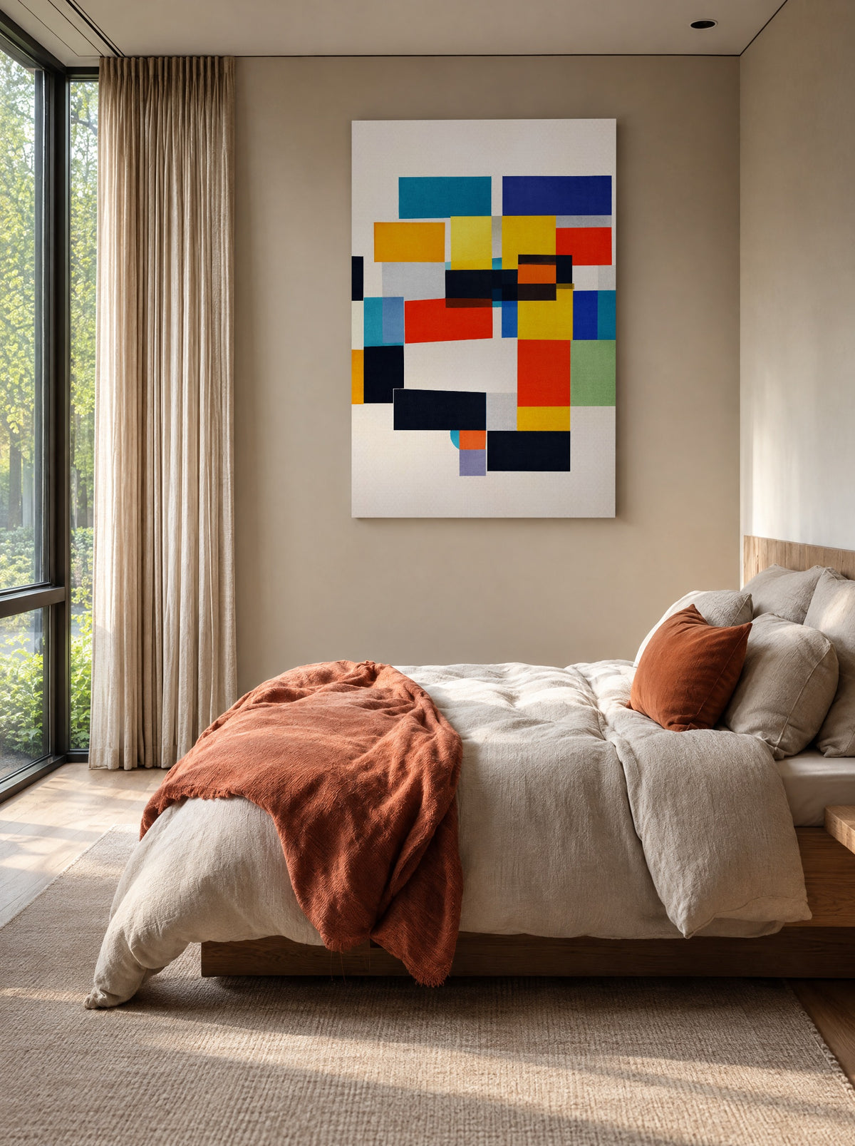 Blokken in de Beatstand als canvas zonder lijst aan de muur