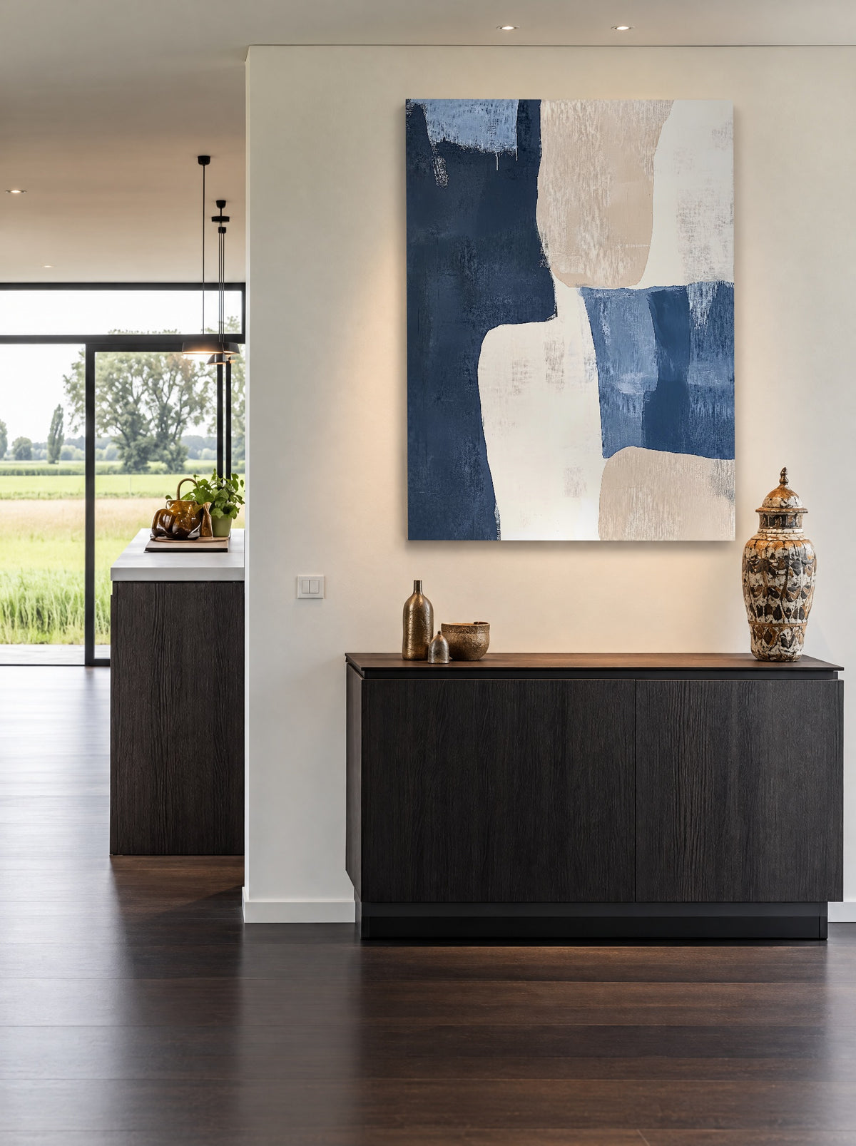 Blokken van Balans als canvas zonder lijst aan de muur