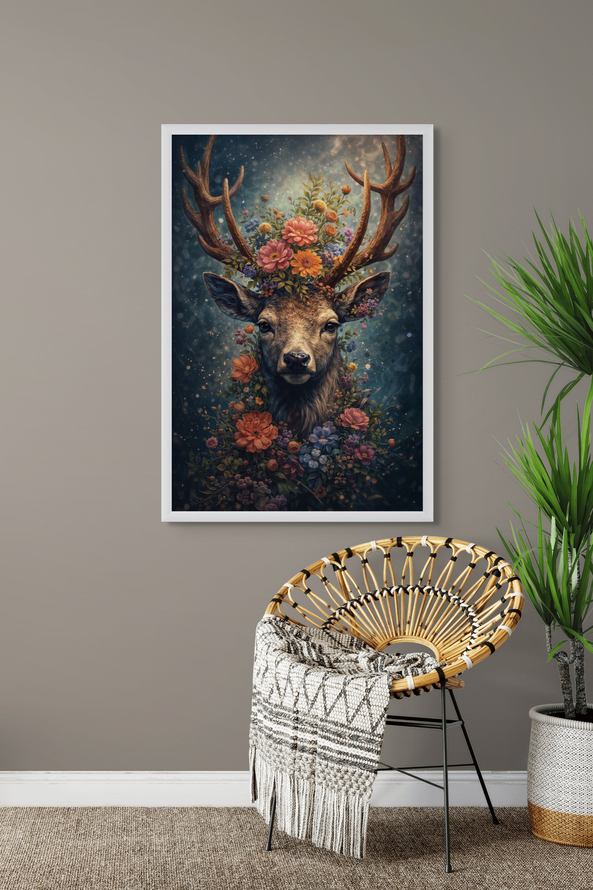 Bloemen Portret Wanddecoratie Bosgeest – Sprookjesachtige Canvas Print