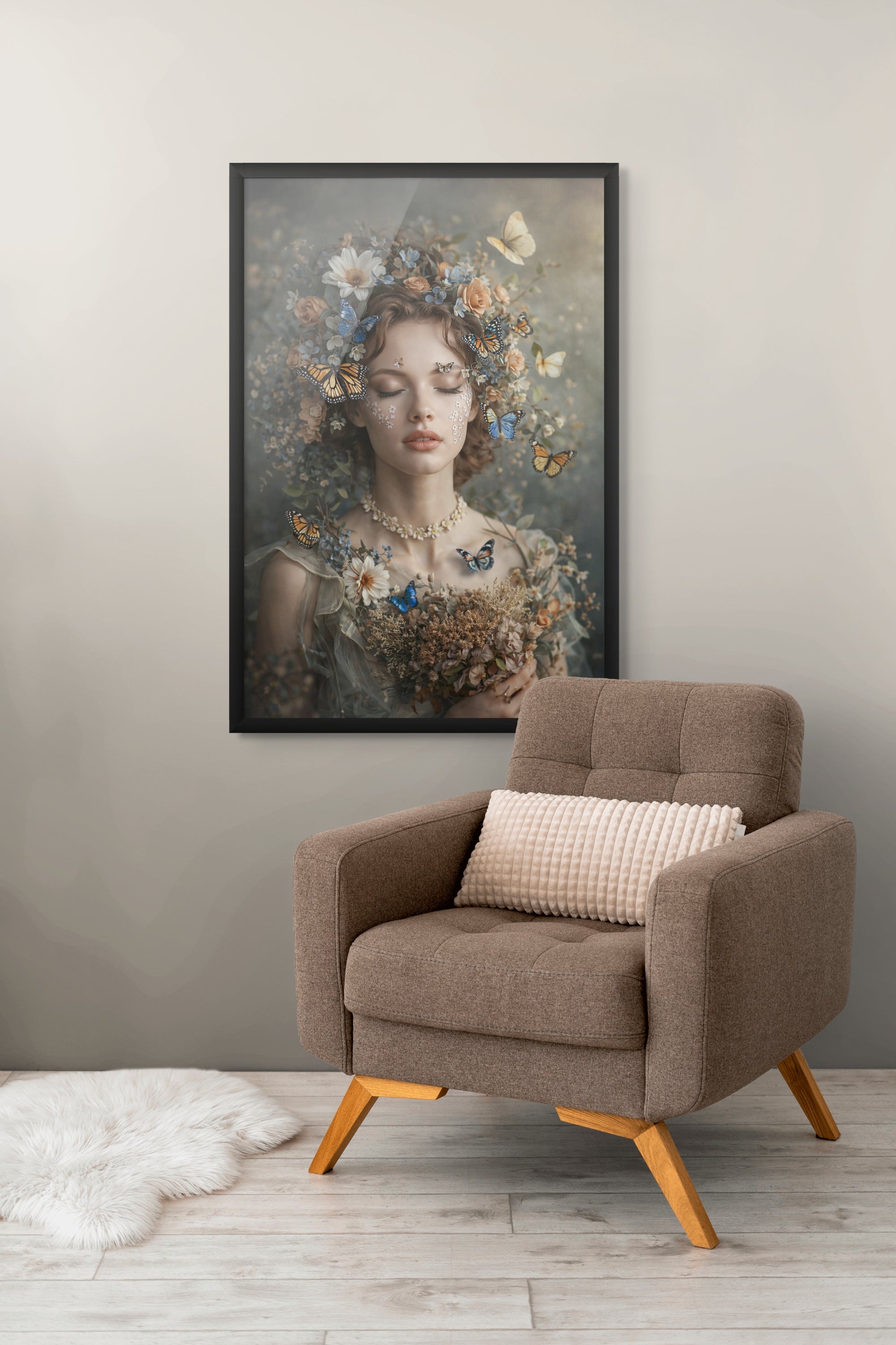 Lente Bloemen Wanddecoratie Dromerig – Sfeervolle Canvas Slaapkamer Print