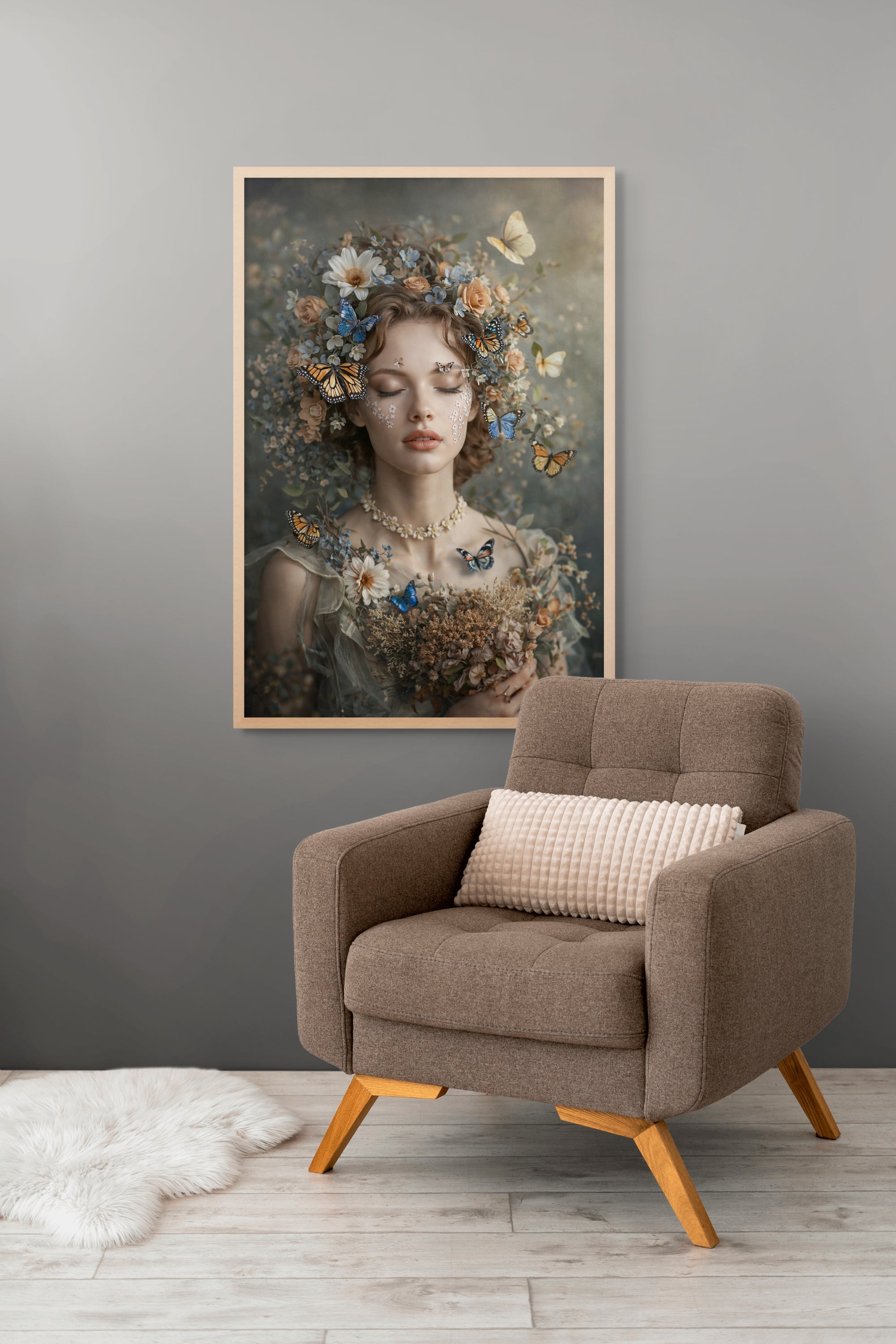 Lente Bloemen Wanddecoratie Dromerig – Sfeervolle Canvas Slaapkamer Print