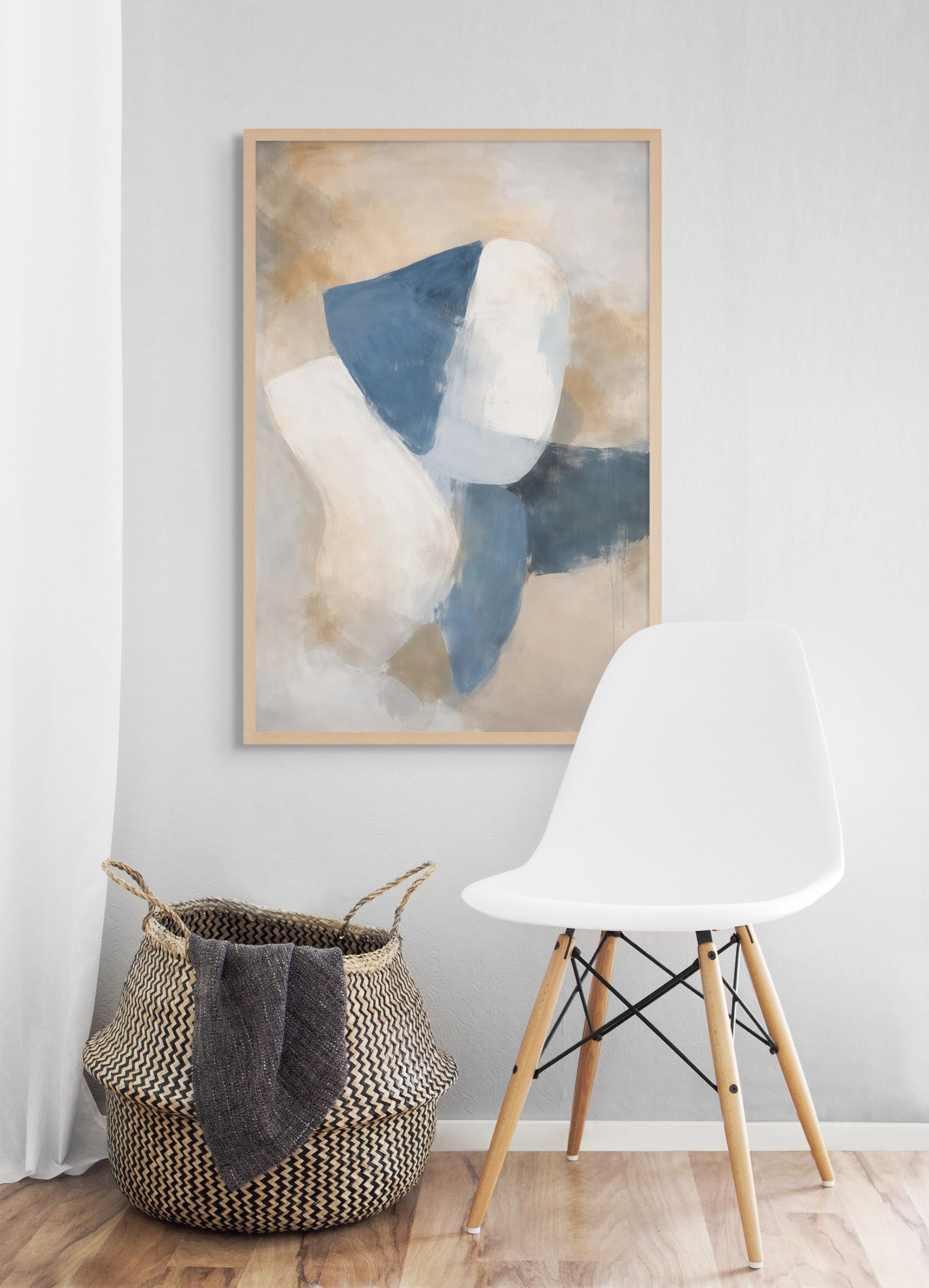 Abstract Delfts Blauw Wanddecoratie Kobalt – Moderne Canvas of Aluminium Print