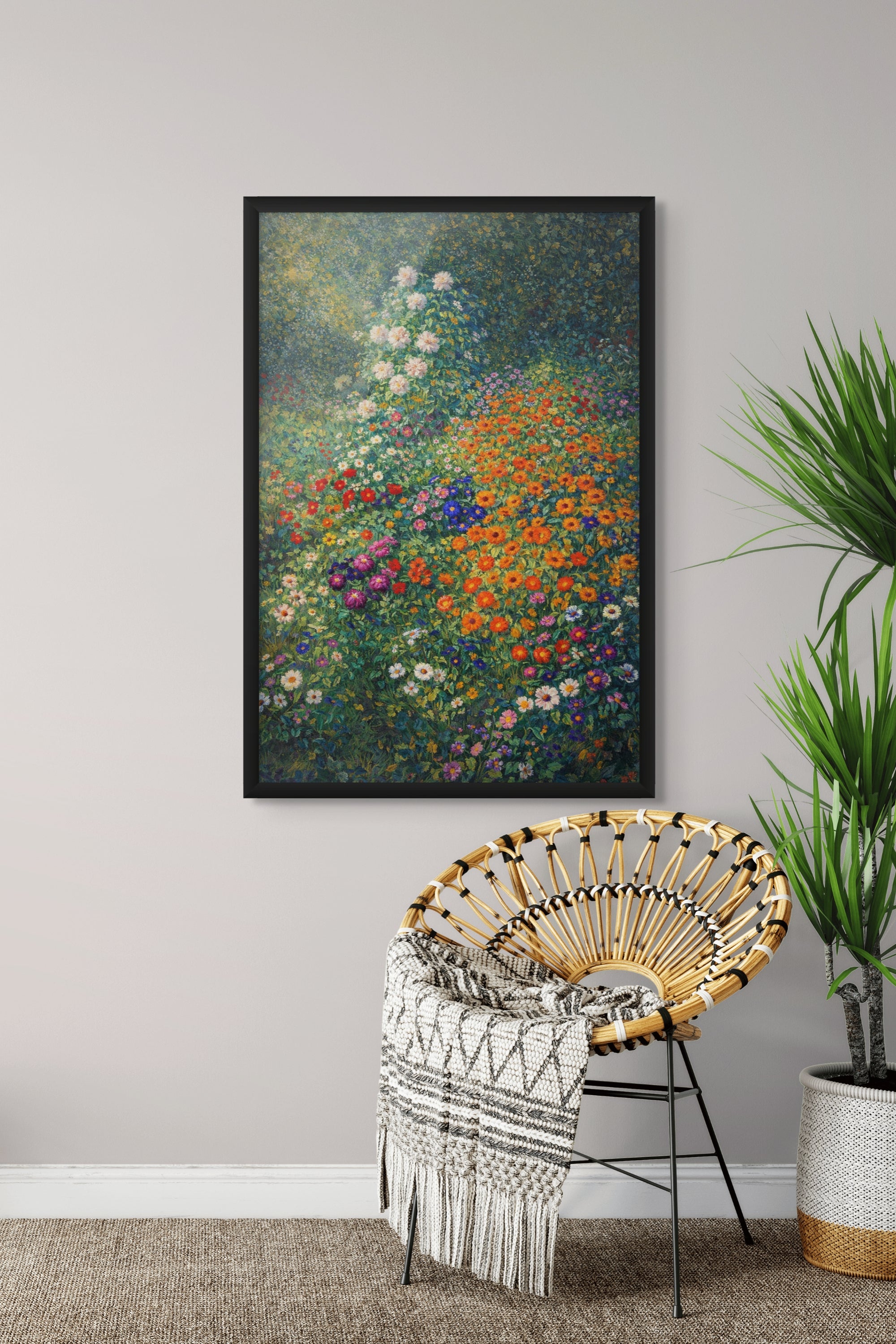 Kleurrijke Bloemen Wanddecoratie Zomer – Vrolijke Canvas Woonkamer Print