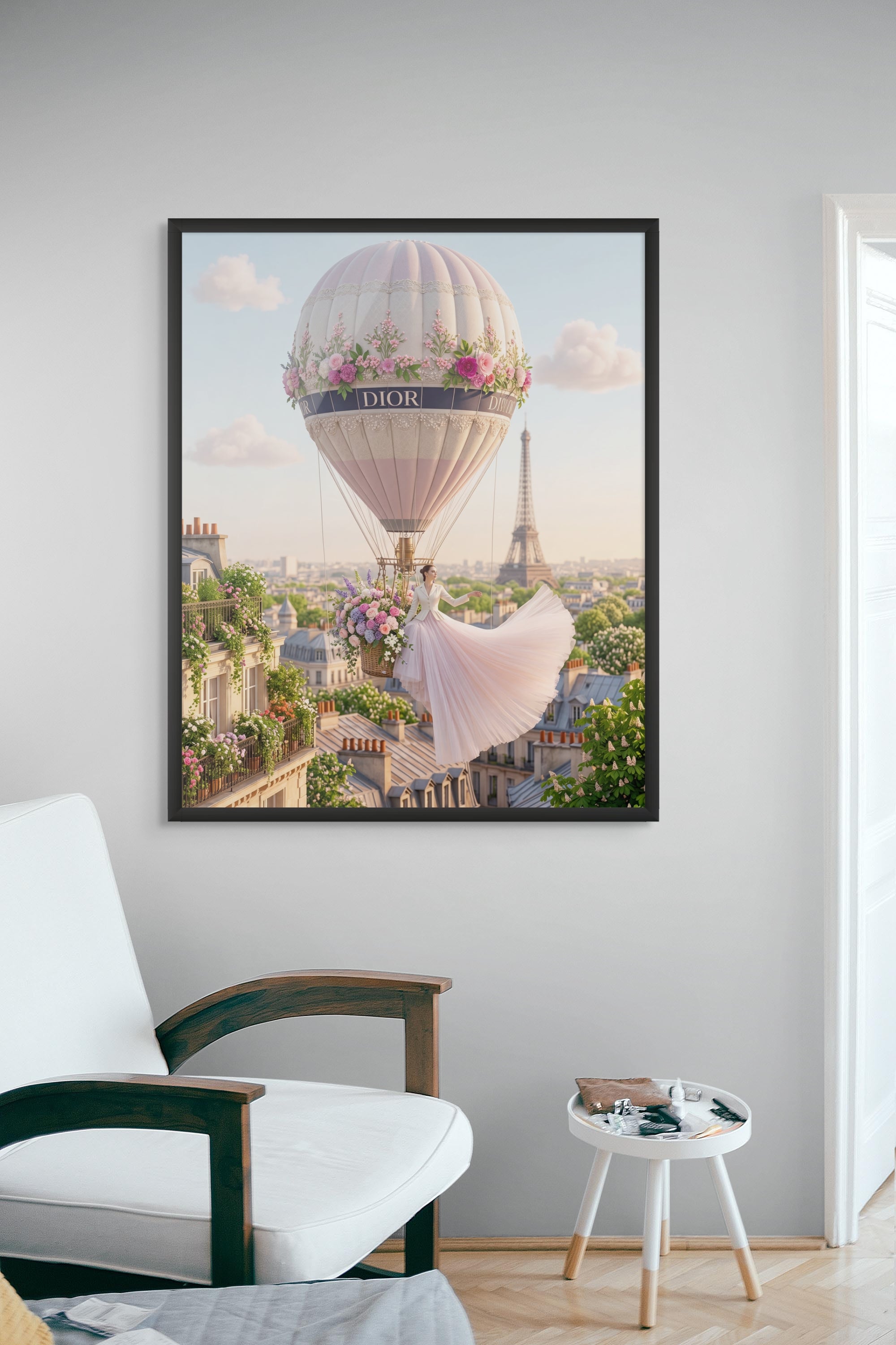 Roze Ballon Serenade Wanddecoratie – Dromerige Sfeer Canvas Print