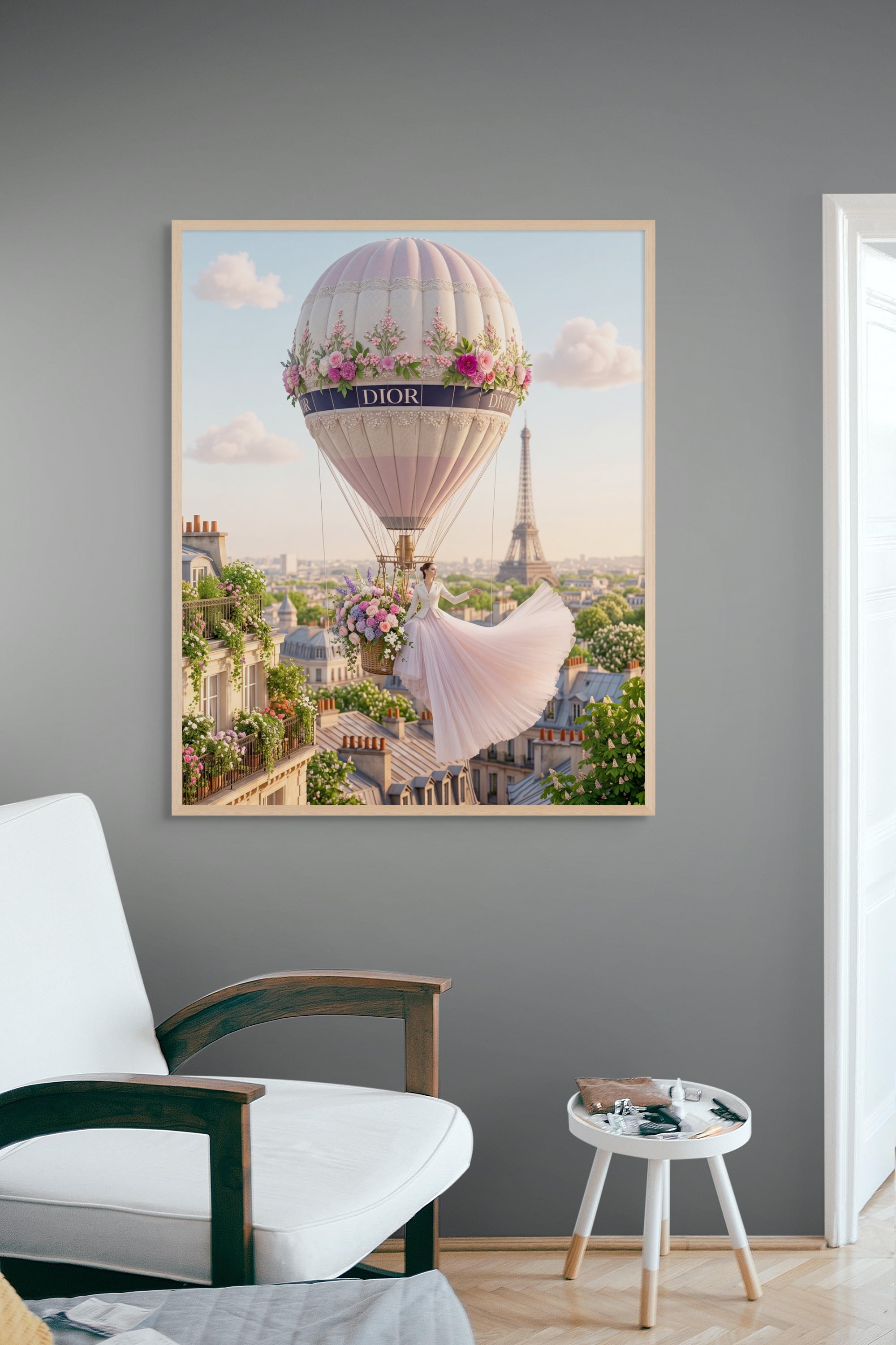 Roze Ballon Serenade Wanddecoratie – Dromerige Sfeer Canvas Print