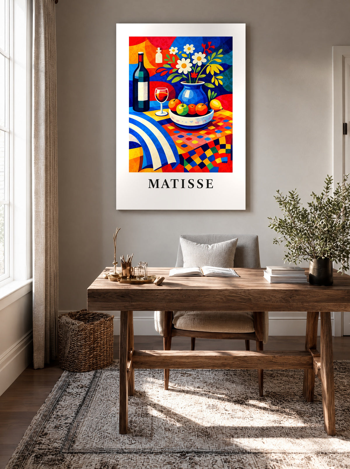 Bourgondisch Bloeiend Tafelmoment als canvas zonder lijst aan de muur