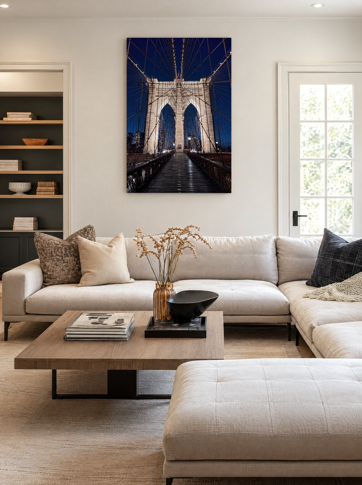 Brooklyn Bridge bij Daglicht als canvas zonder lijst aan de muur