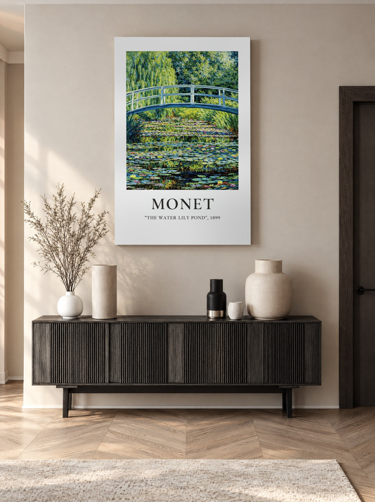Brug over de Dromenvijver als canvas zonder lijst aan de muur