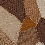 Patchwork aus Jute und Leinen in Schokoladenbraun, Camel und Ecru mit ockerfarbenem Dreieck