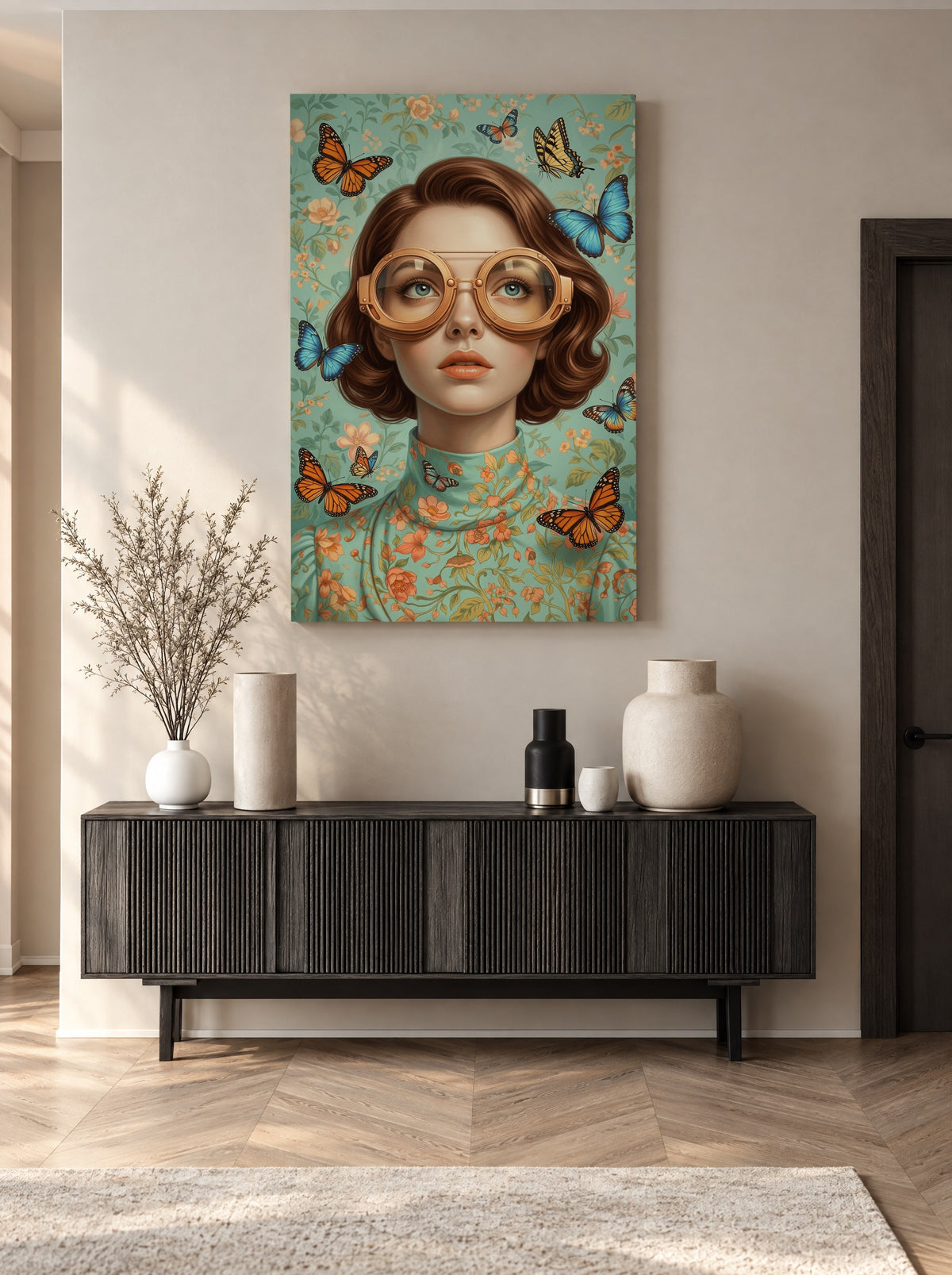 Butterfly Boulevard Belle als canvas zonder lijst aan de muur