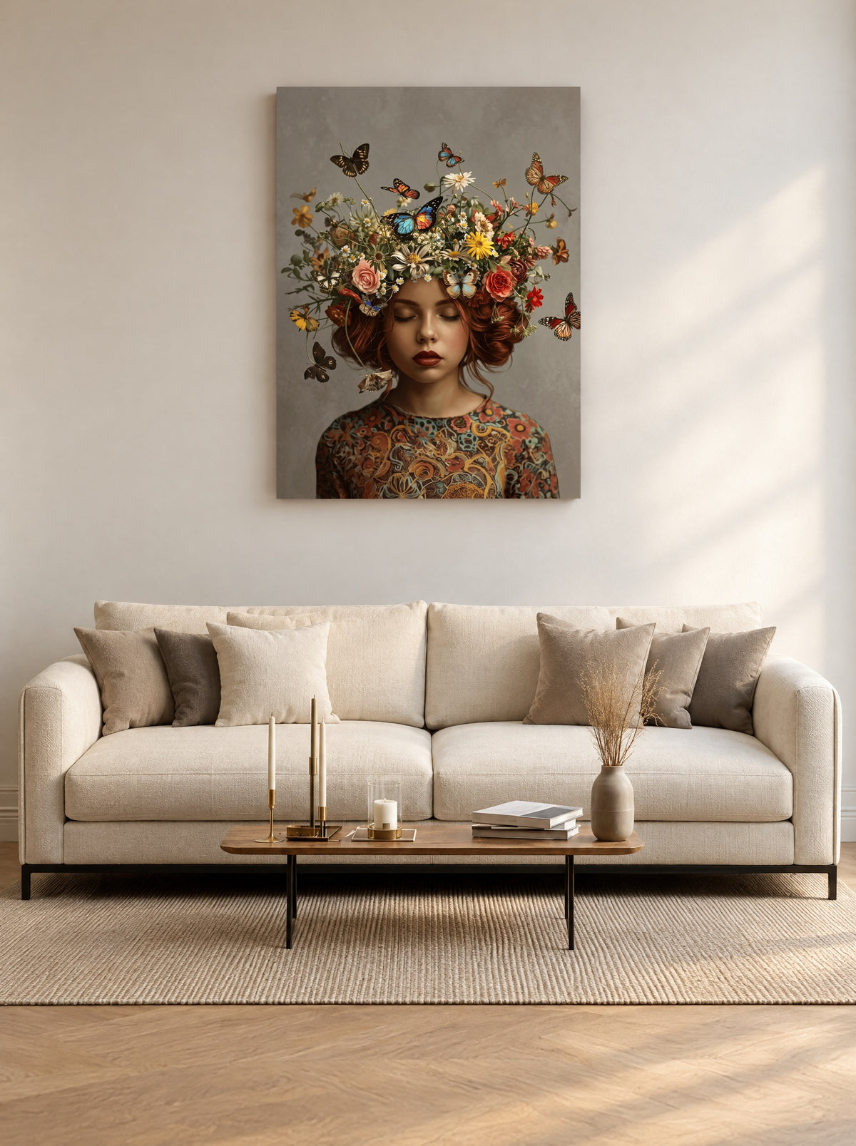 Butterfly Reverie Muse als canvas zonder lijst aan de muur