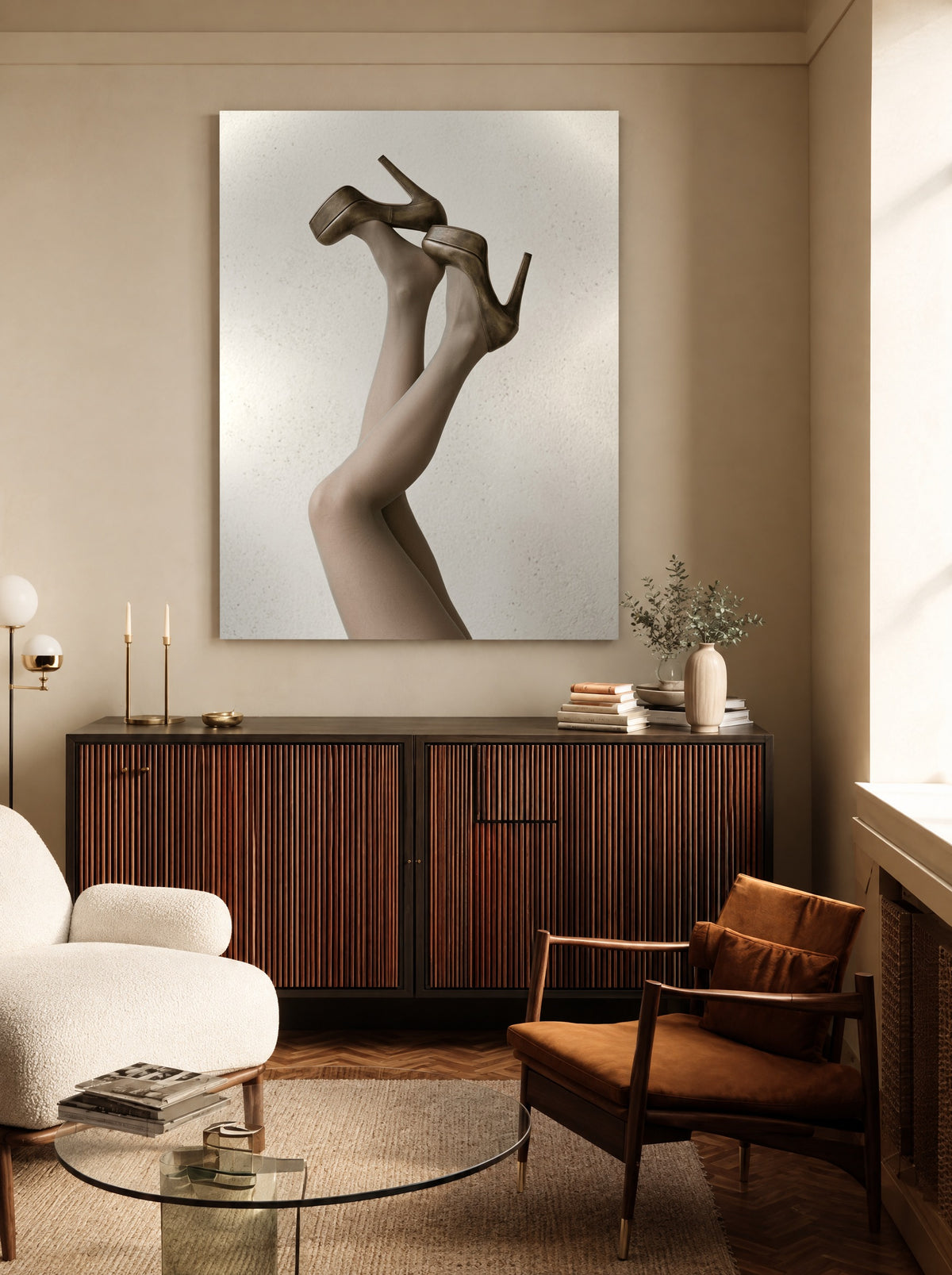 Champagne Steps als canvas zonder lijst aan de muur