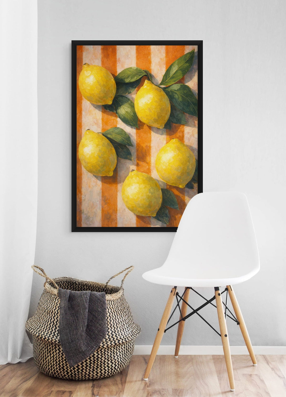 Schilderij met zwarte lijst aan de muur