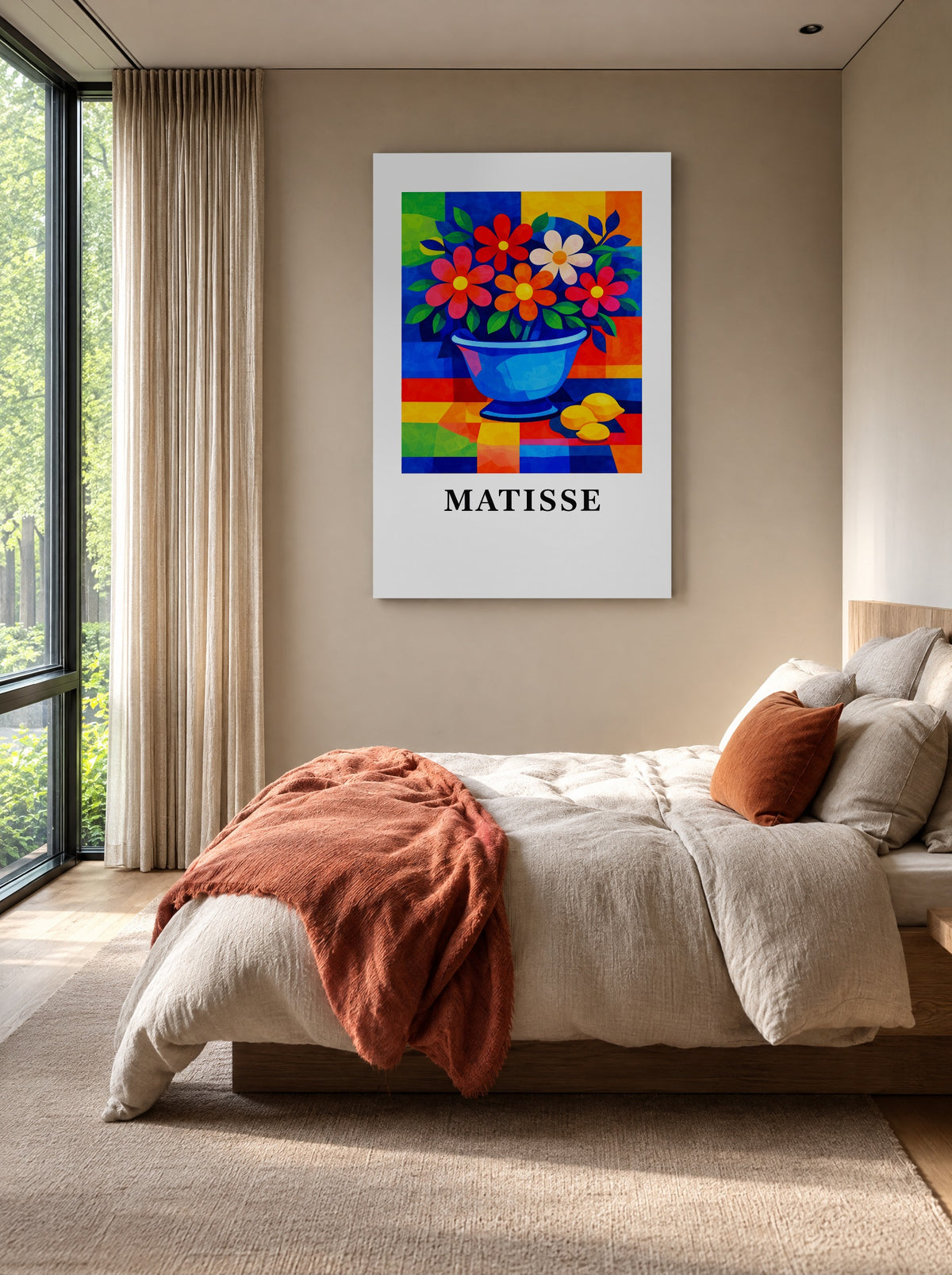 Citroenbloei in Nachtblauw als canvas zonder lijst aan de muur