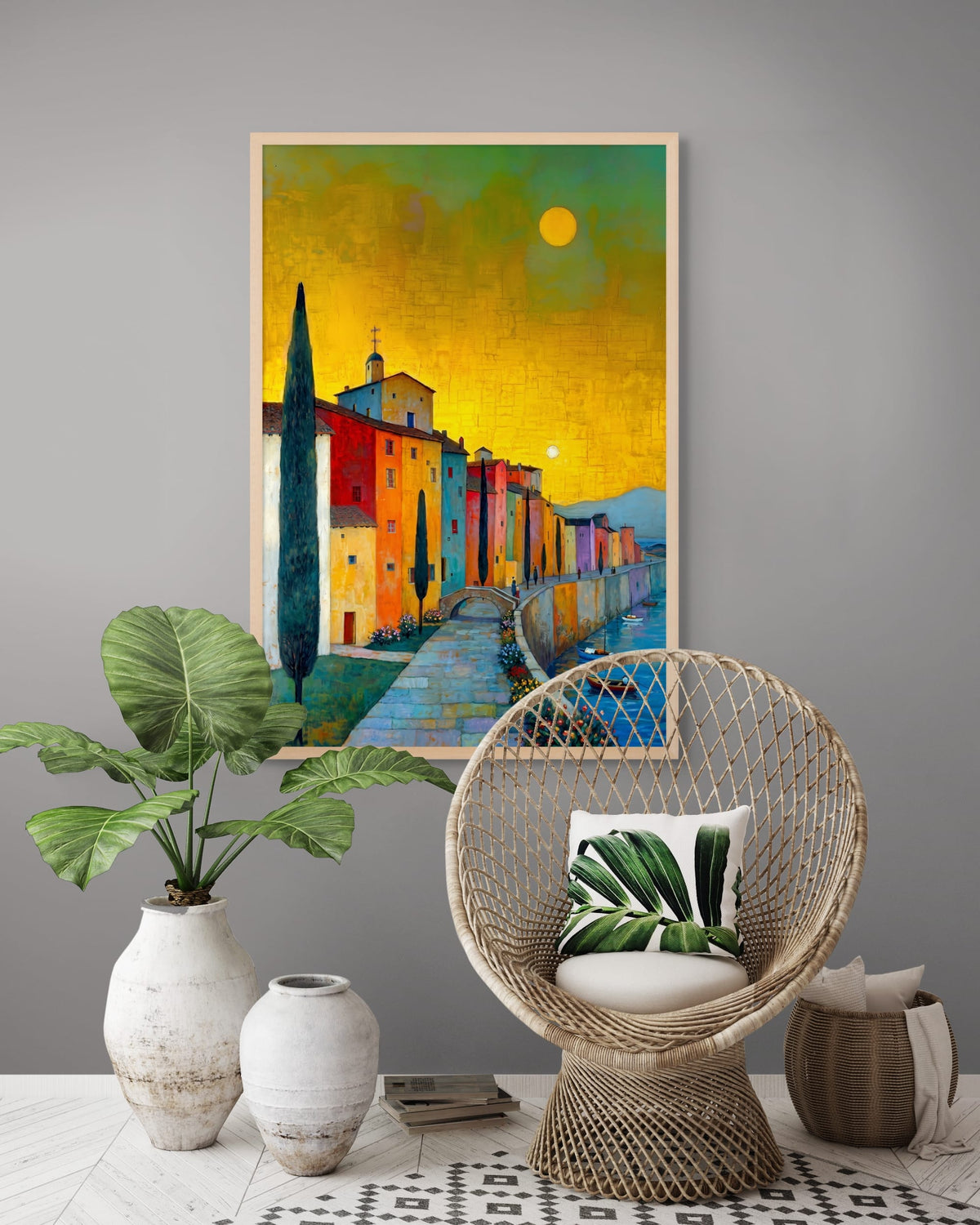Citroenlucht aan de Kade Wanddecoratie | ArtifyCanvas