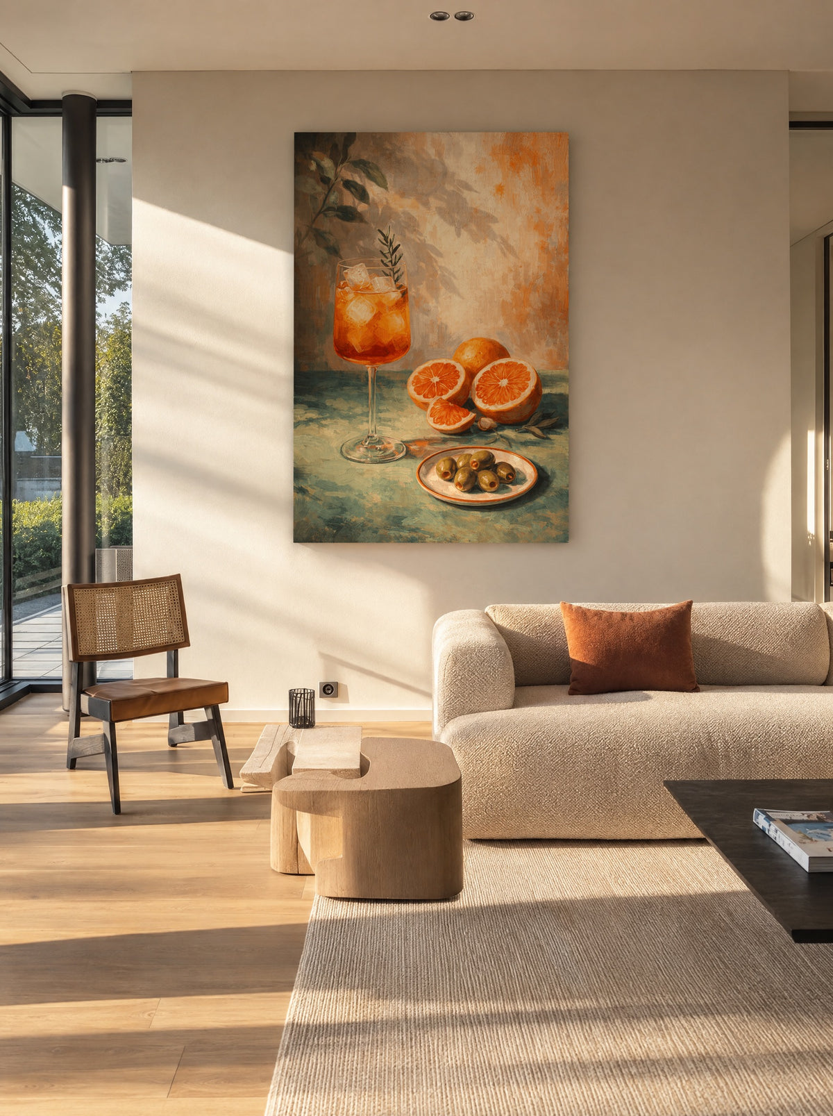 Citrus Spritz bij Zonsondergang als canvas zonder lijst aan de muur
