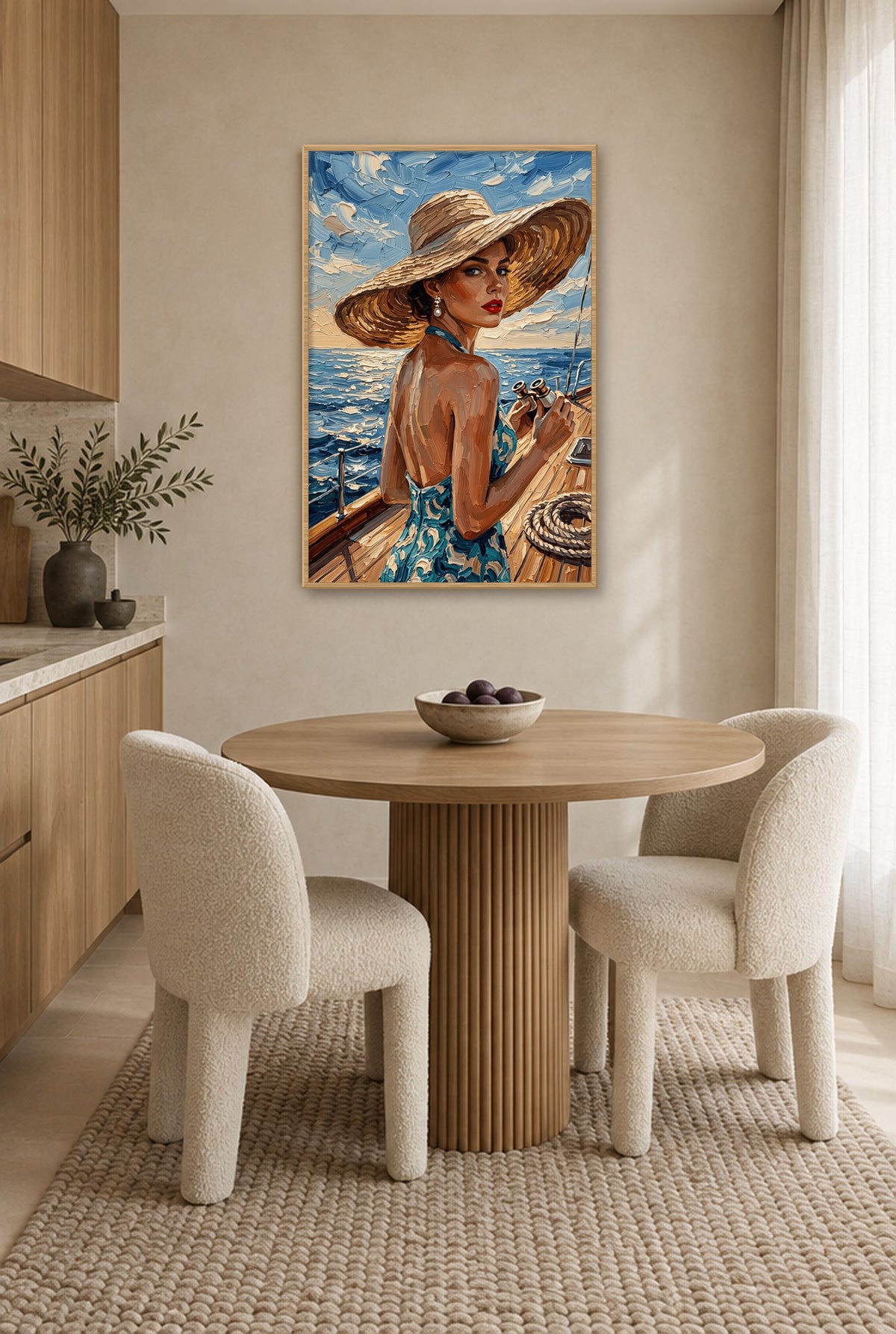 Coastal Muse Wandbild mit Naturholzrahmen an der Wand in der Küche