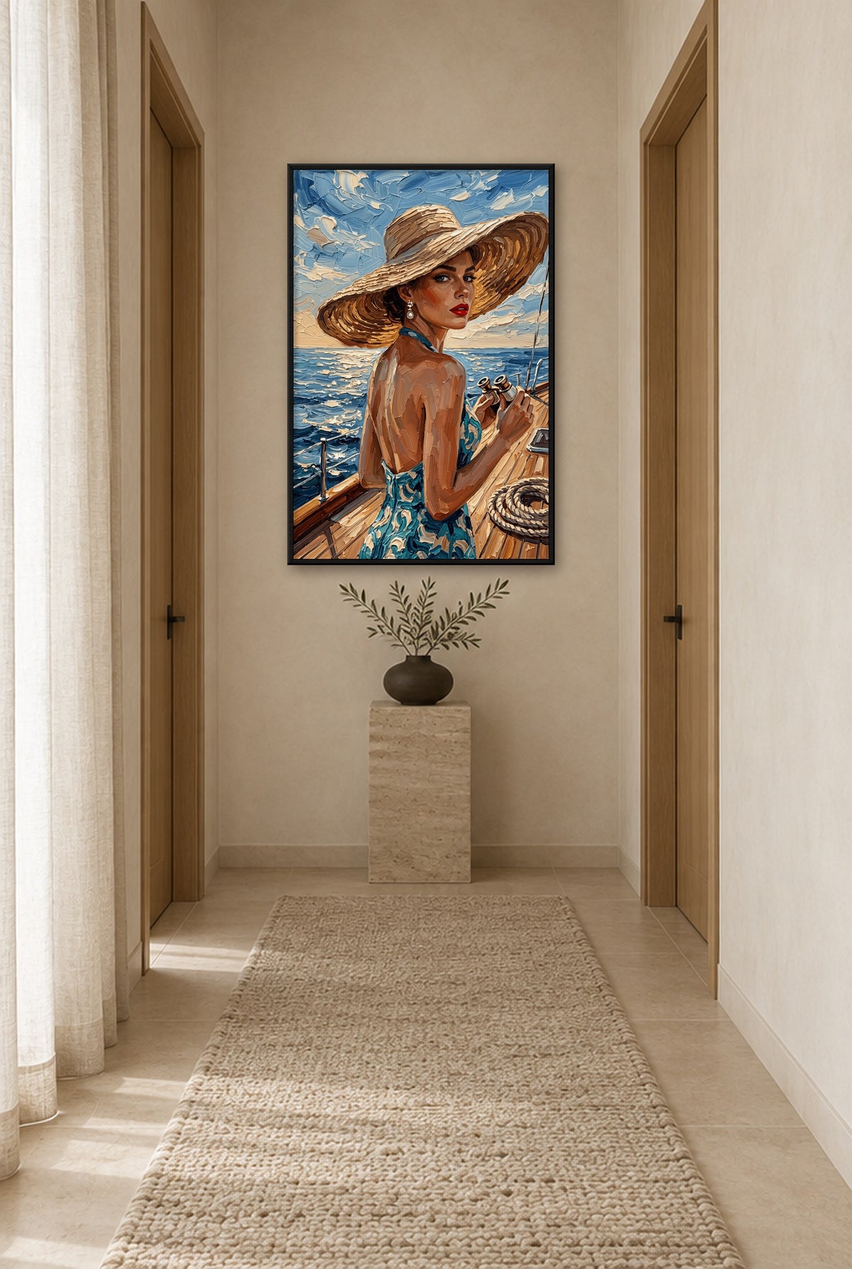 Coastal Muse Wandbild mit schwarzem Rahmen an der Wand im Flur