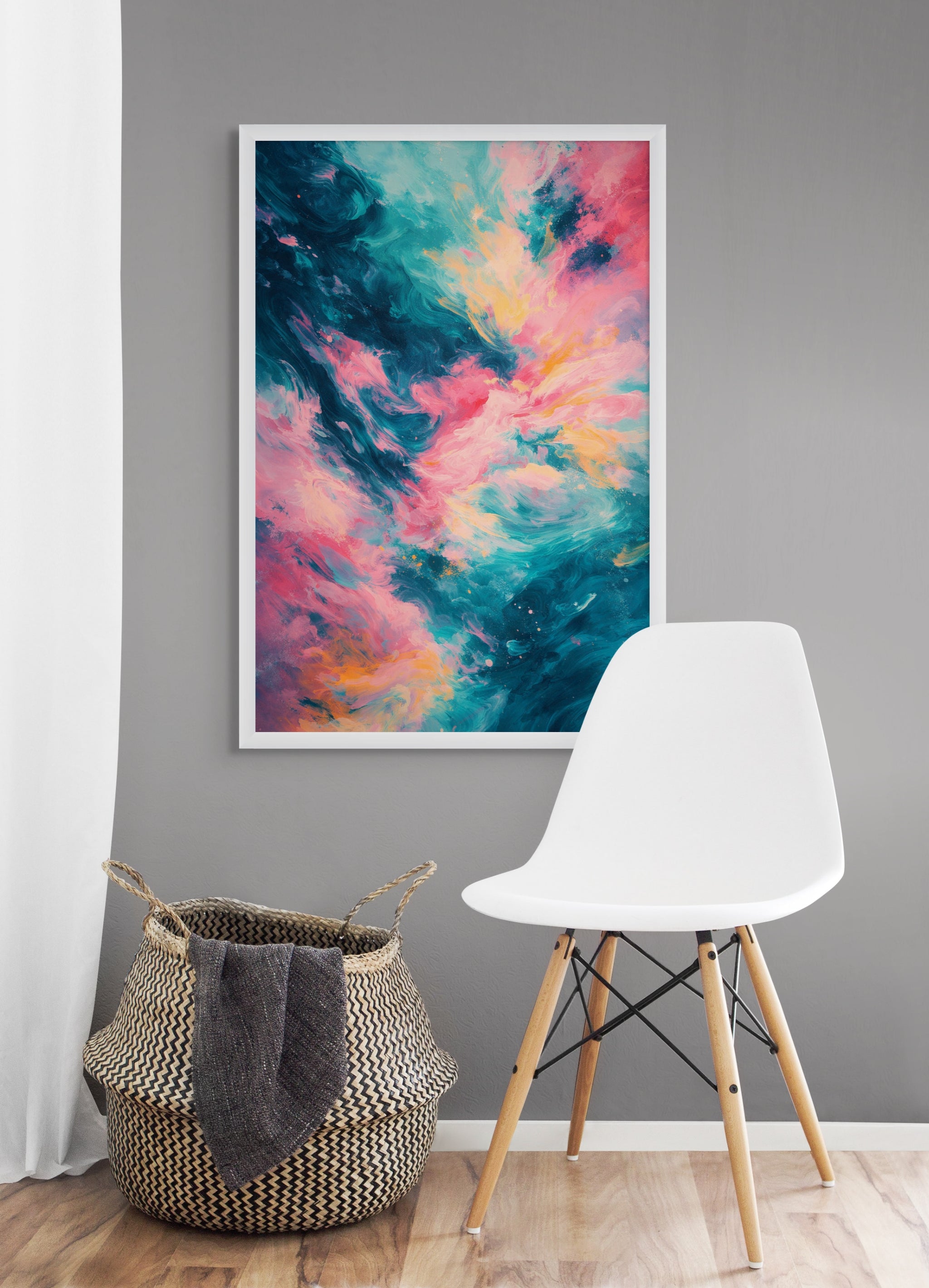 Suikerspin Melkweg Wanddecoratie – Kleurrijke Fantasy Canvas Print
