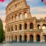 Colosseum met roze bloesem wanddecoratie