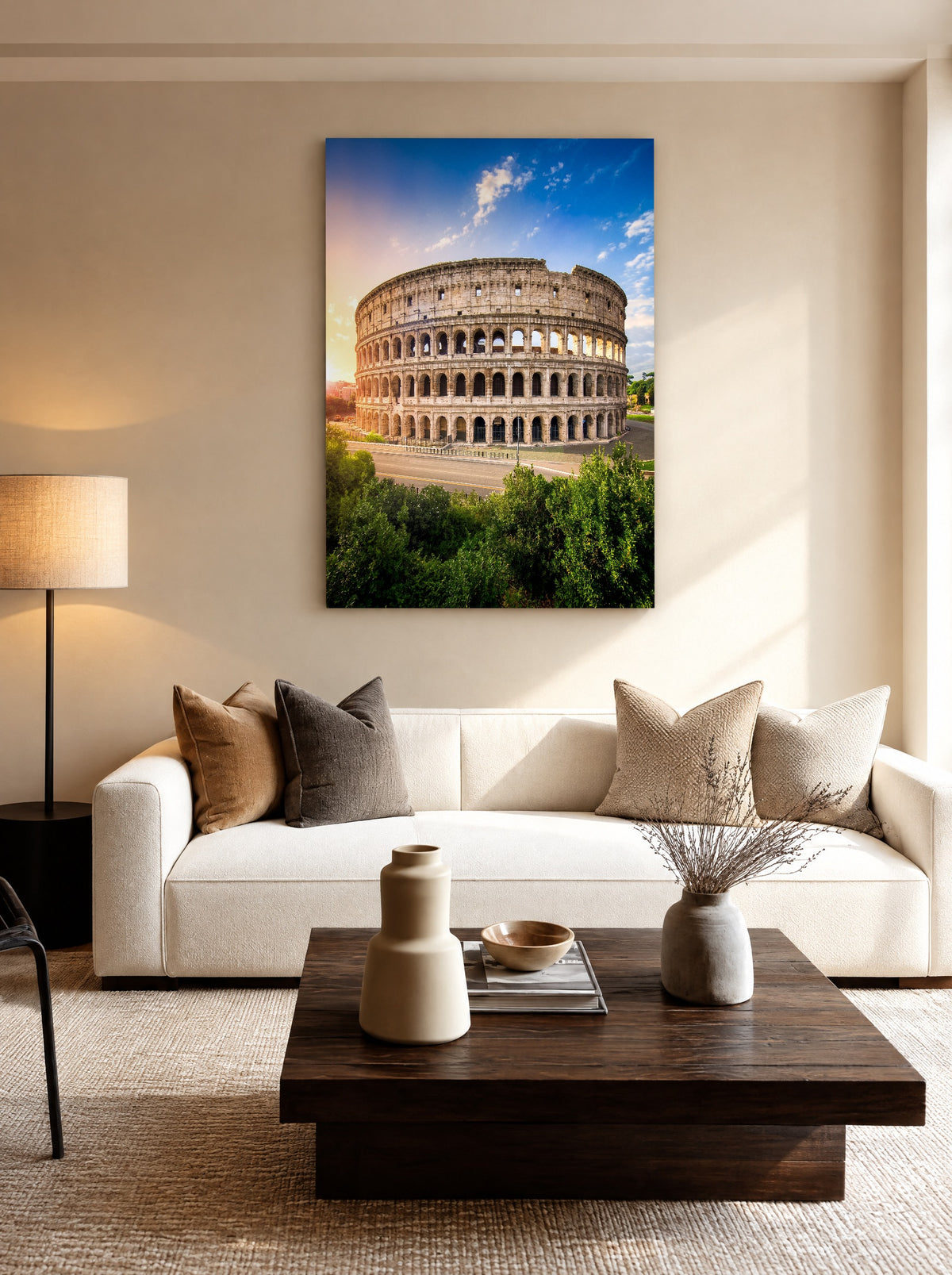 Colosseum onder Strakblauwe Hemel als canvas zonder lijst aan de muur