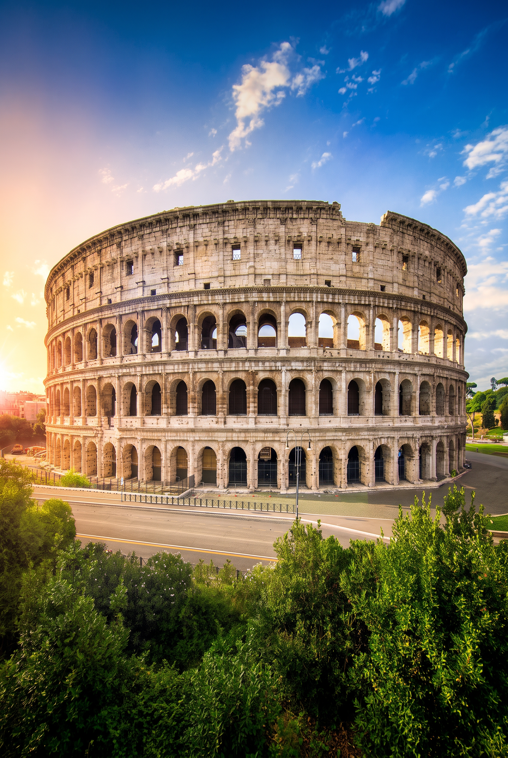 Colosseum onder strakblauwe hemel wanddecoratie