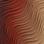 Clay relief with diagonal combed waves in a gradient from aubergine through rust red to sand