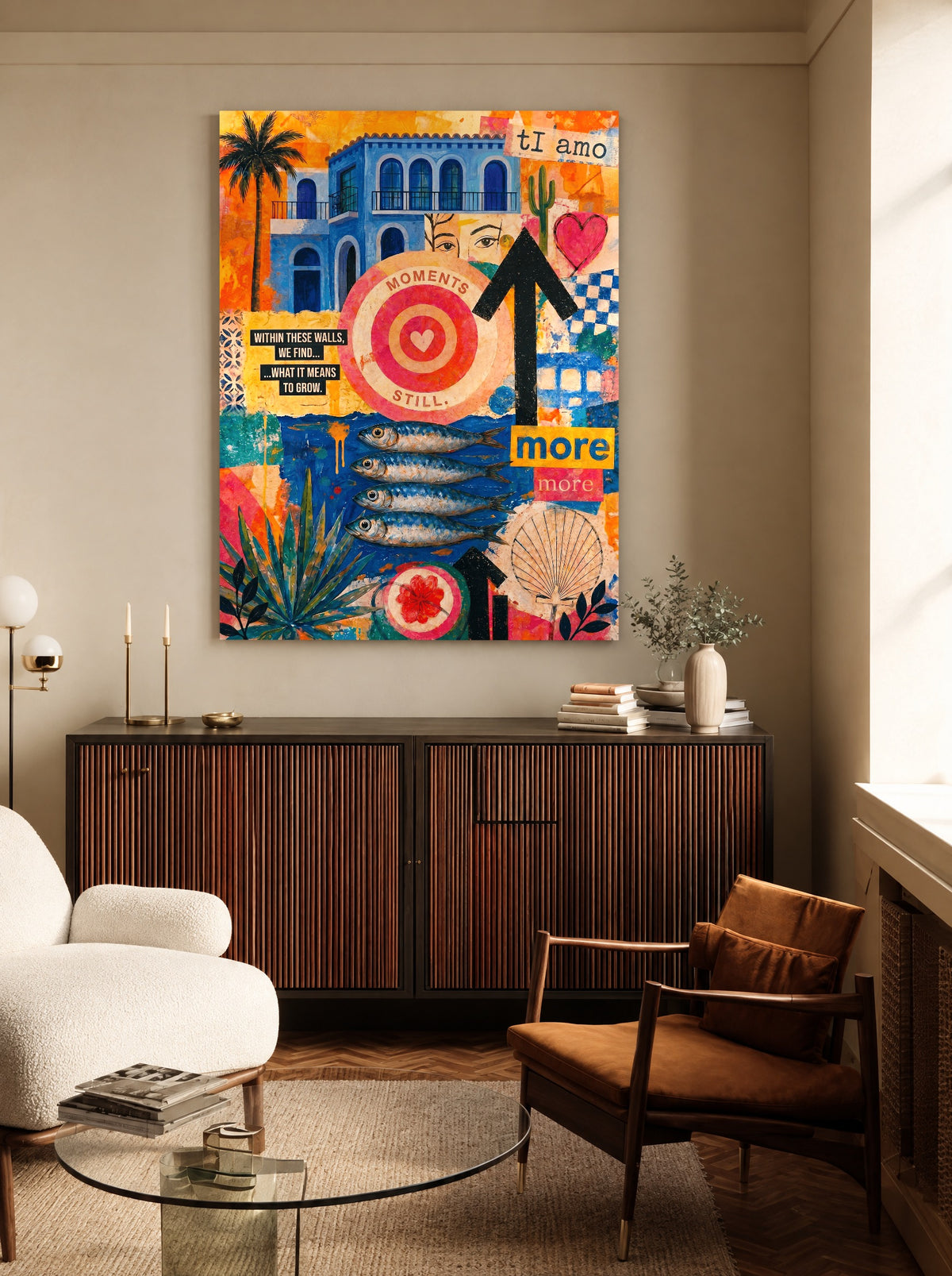 Costa del Corazón als canvas zonder lijst aan de muur