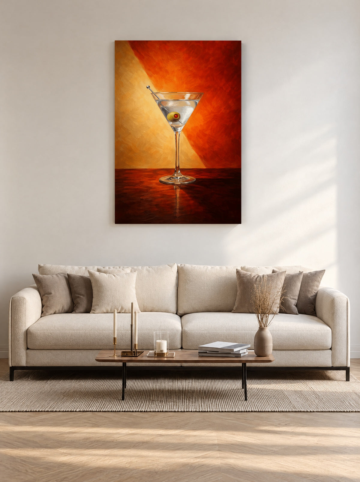 Crimson Elegantie in een Glas als canvas zonder lijst aan de muur