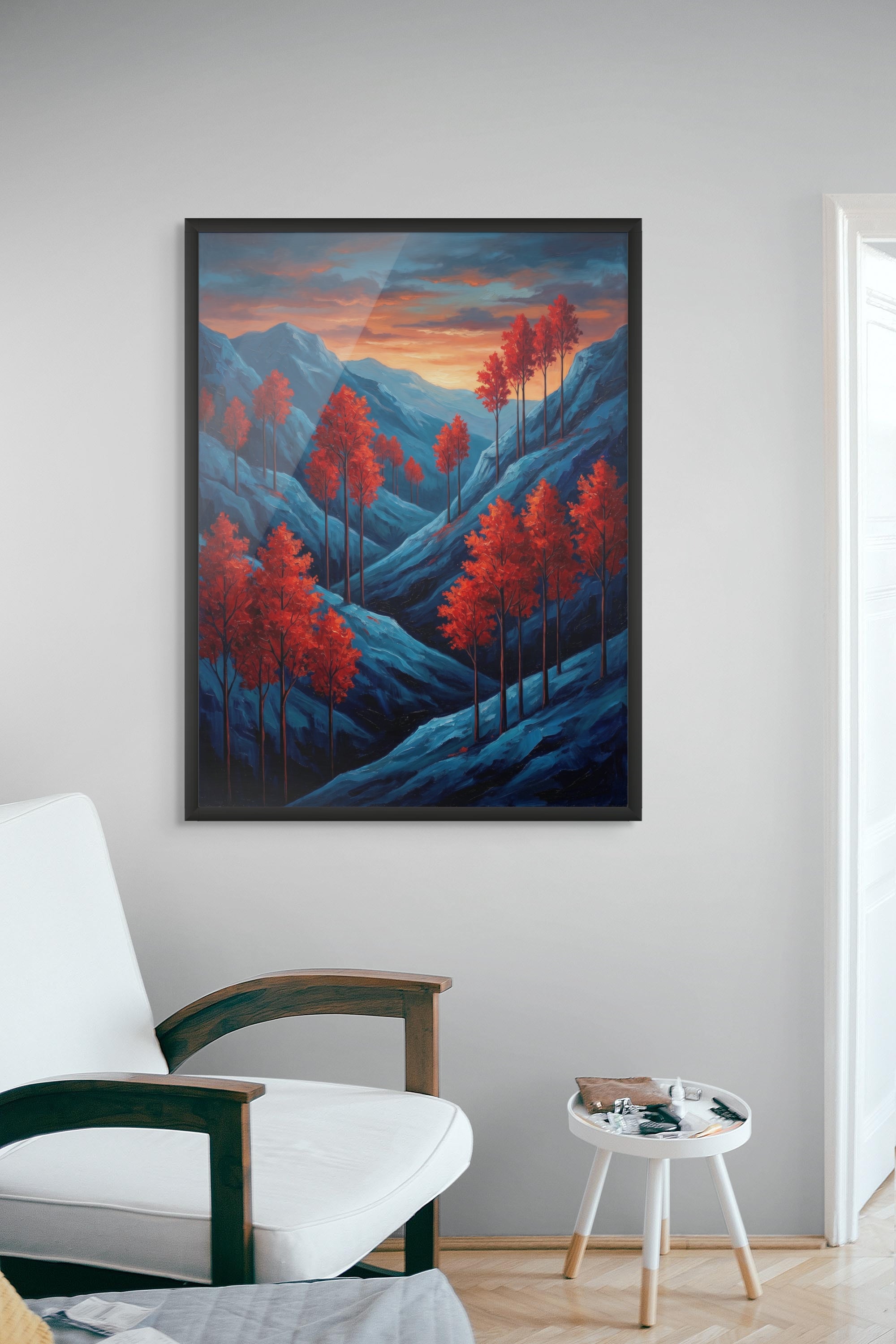 Rode Gloeiende Vallei Schemering Wanddecoratie – Dramatisch Landschap Canvas Print