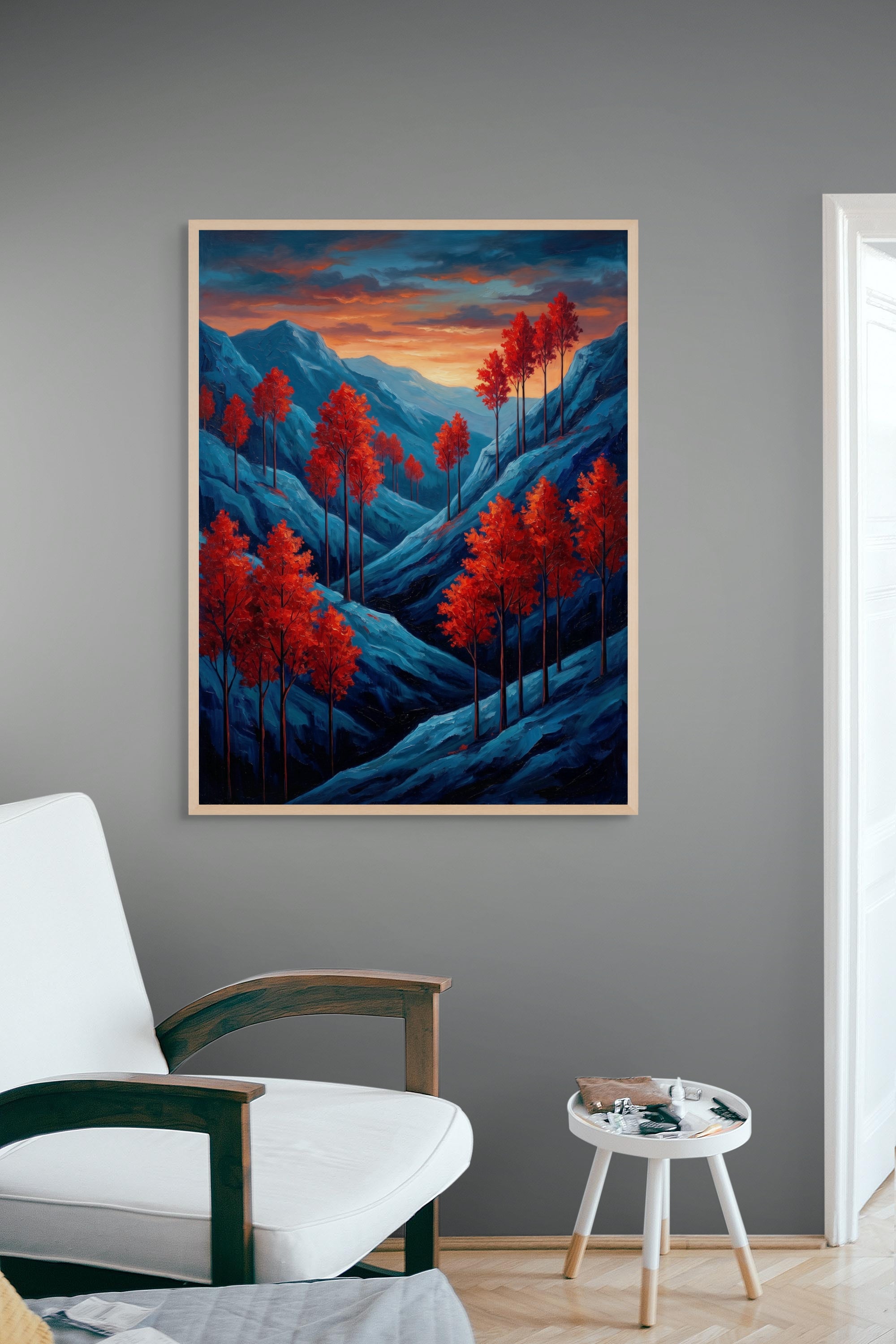 Rode Gloeiende Vallei Schemering Wanddecoratie – Dramatisch Landschap Canvas Print