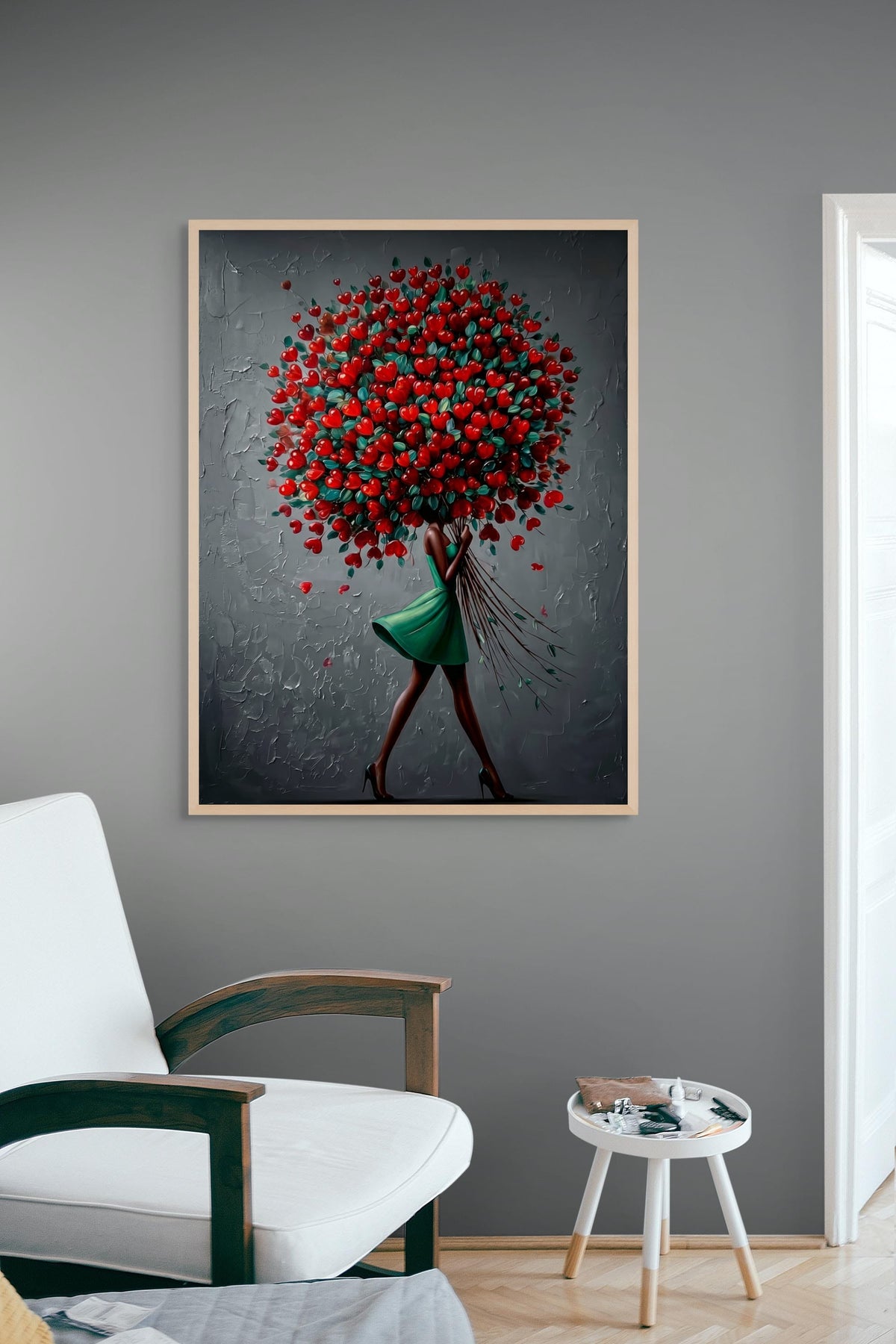 Crimson Heart Blossom Elegance – Wandbild auf Leinwand, Aluminium oder Poster