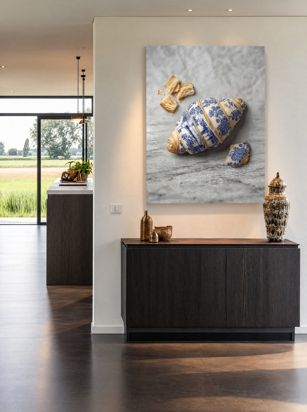 Croissant uit de Blauwe Theetuin als canvas zonder lijst aan de muur