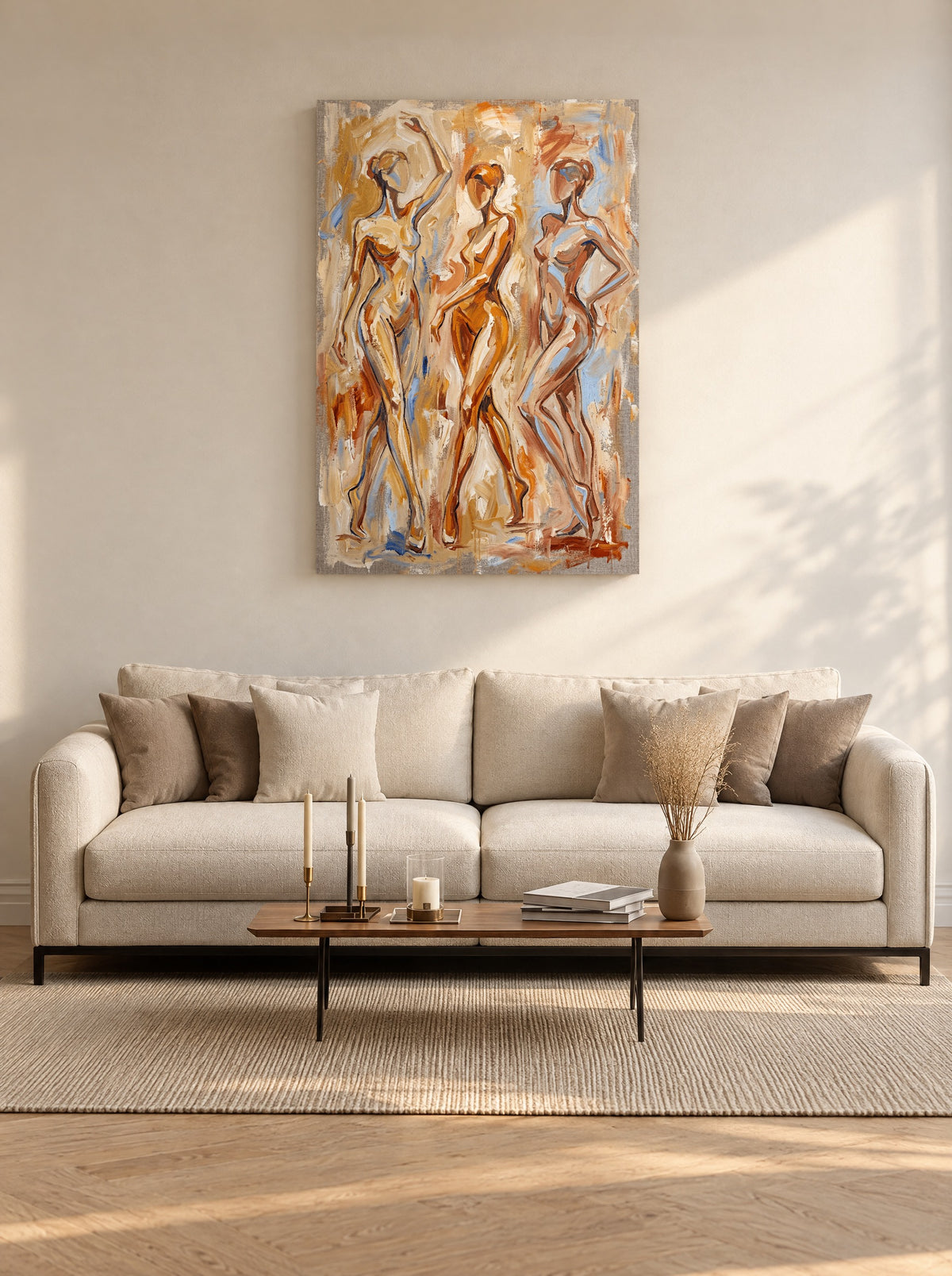 Dancing Shadow als canvas zonder lijst aan de muur