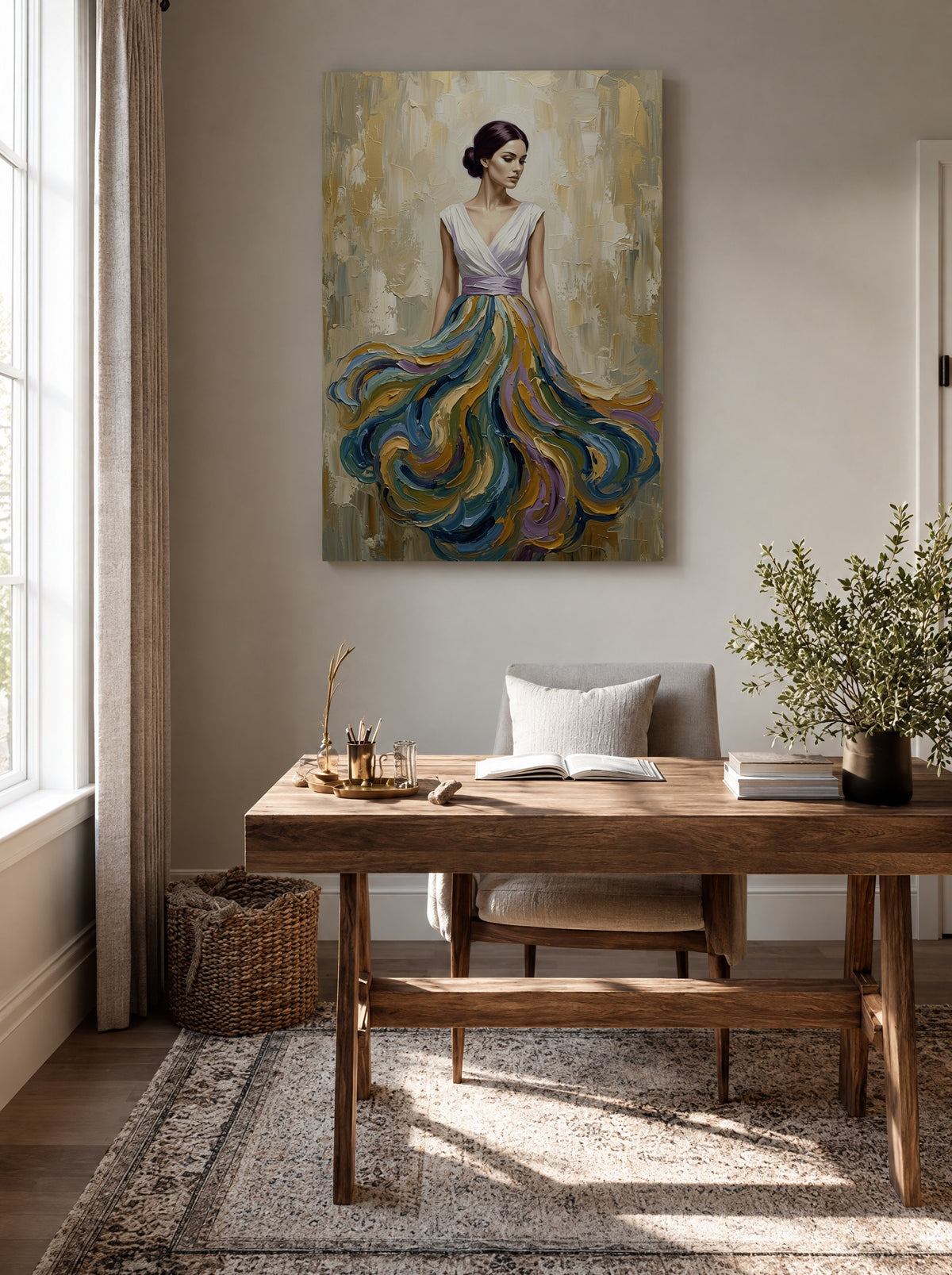 Dans van Zijdezachte Kleuren als canvas zonder lijst aan de muur