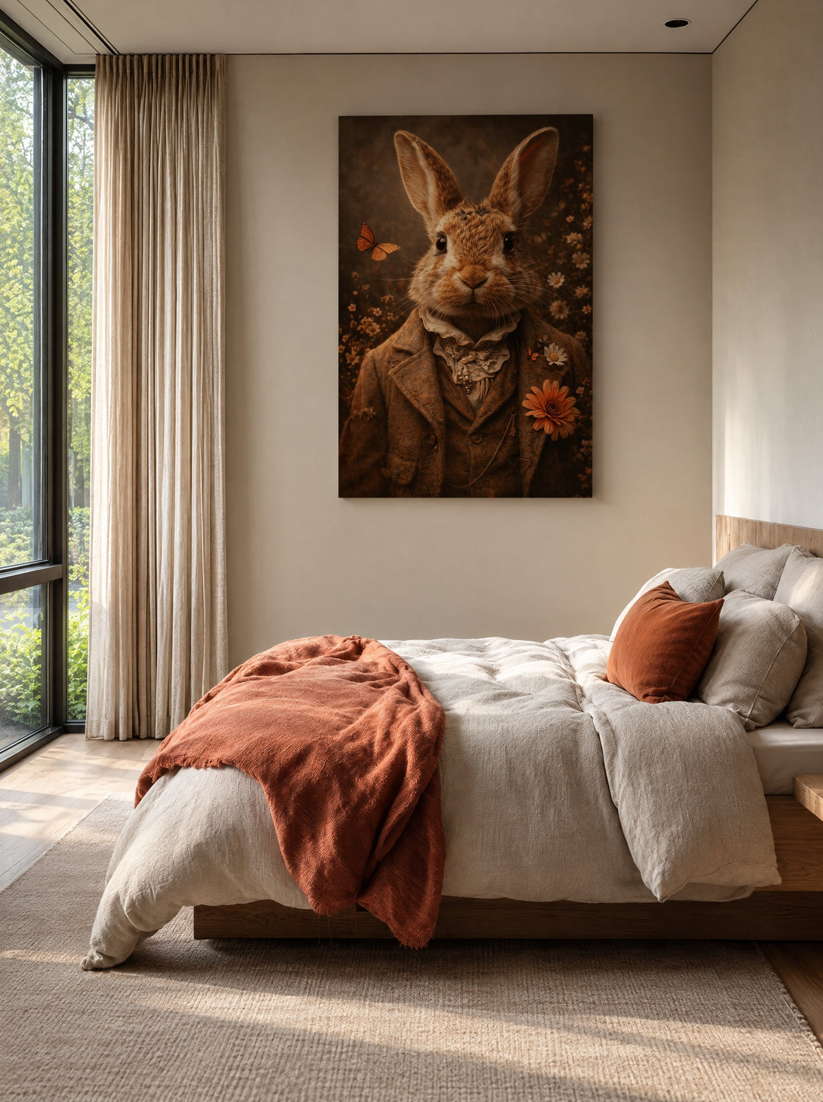 De Gentleman van het Bloemenbos als canvas zonder lijst aan de muur