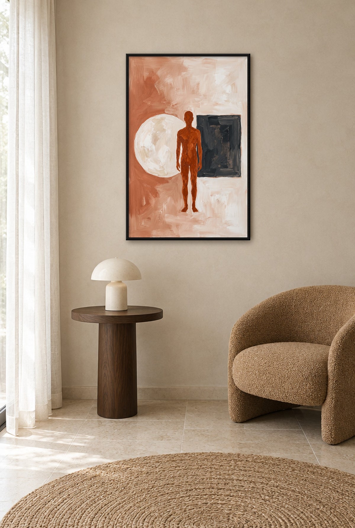 De Keuze wall art with black frame on the wall in the hallway