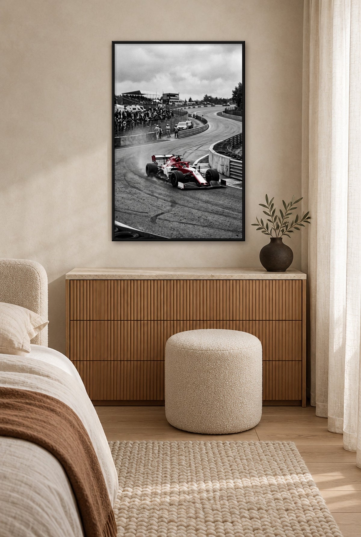 De Laatste Bocht Wandbild mit schwarzem Rahmen an der Wand im Schlafzimmer
