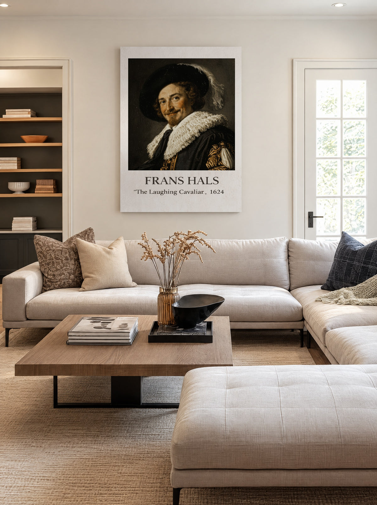 De Lachende Edelman van Haarlem als canvas zonder lijst aan de muur