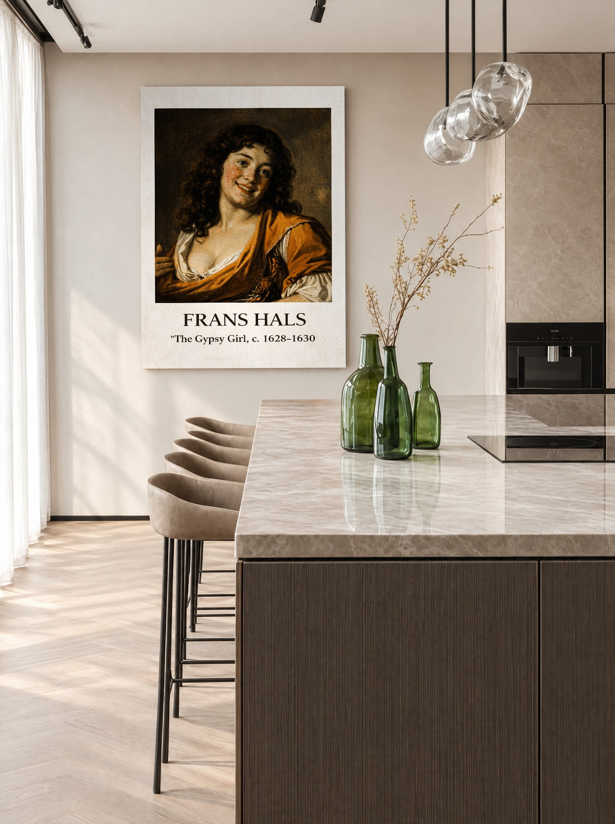 De Lachende Zigeunerin van Haarlem als canvas zonder lijst aan de muur