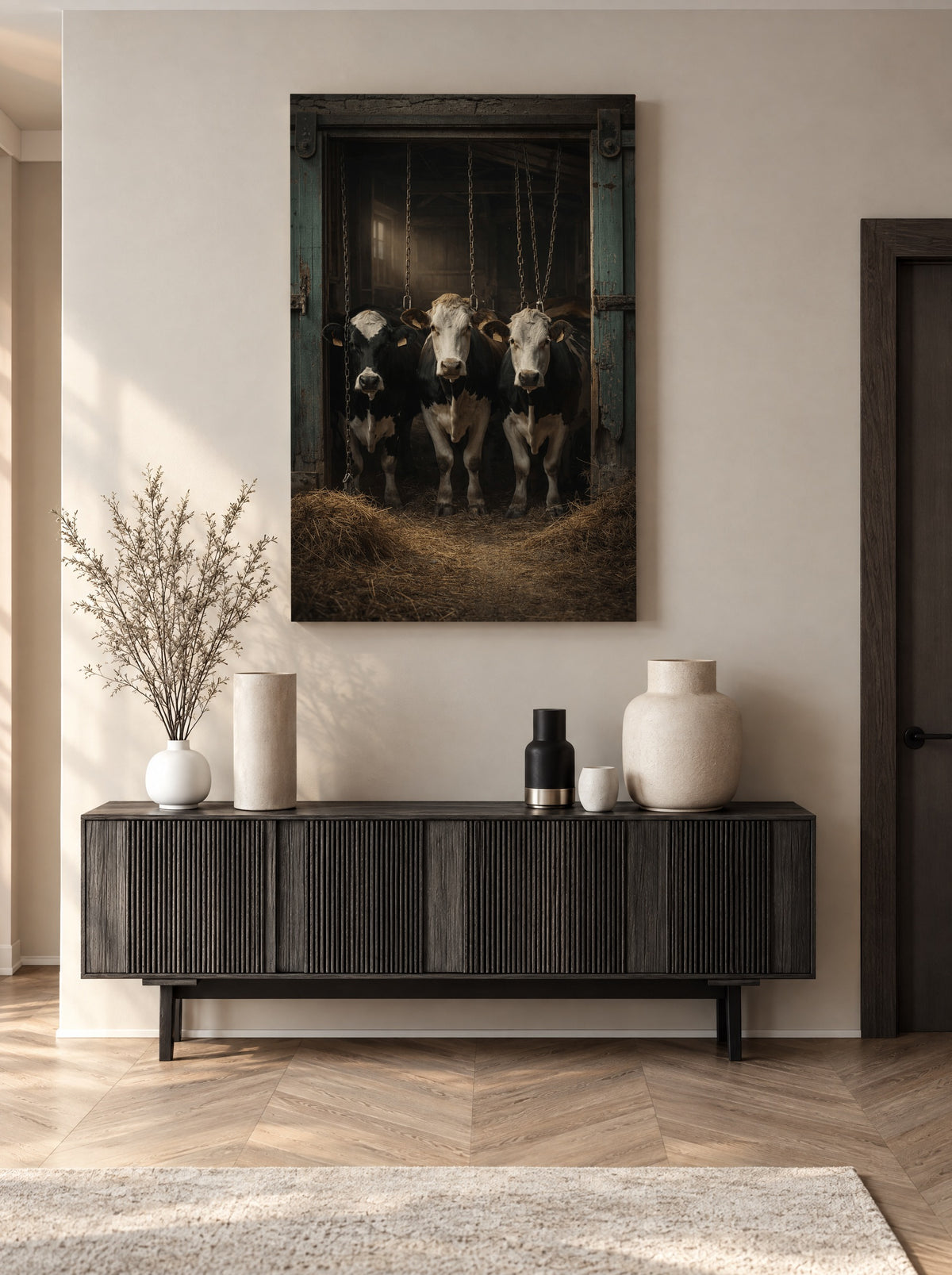 De Nachtploeg van Boer Bas als canvas zonder lijst aan de muur